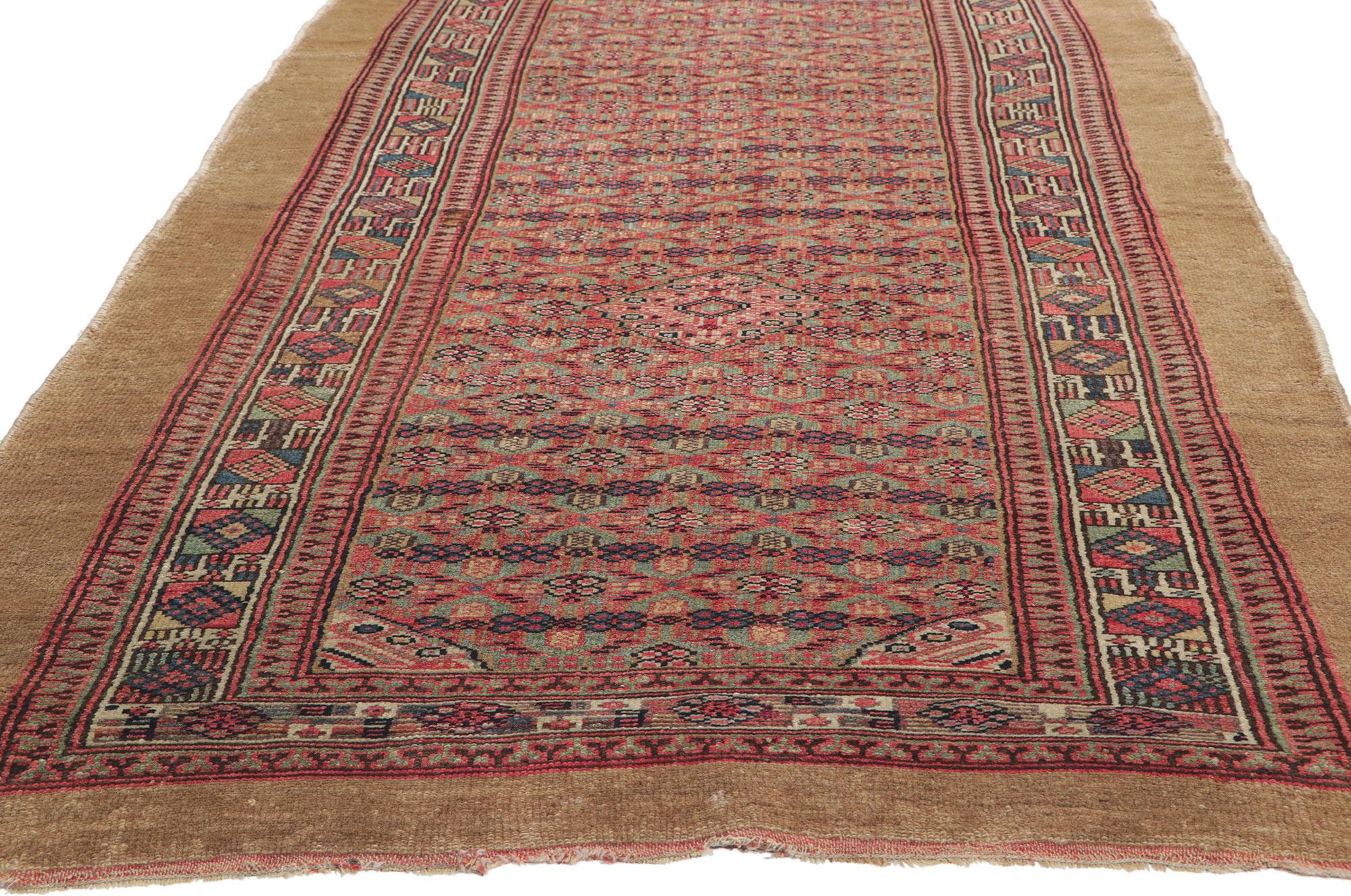 Antique Persian Malayer Runner with Camel Hair In Good Condition For Sale In Dallas, TX