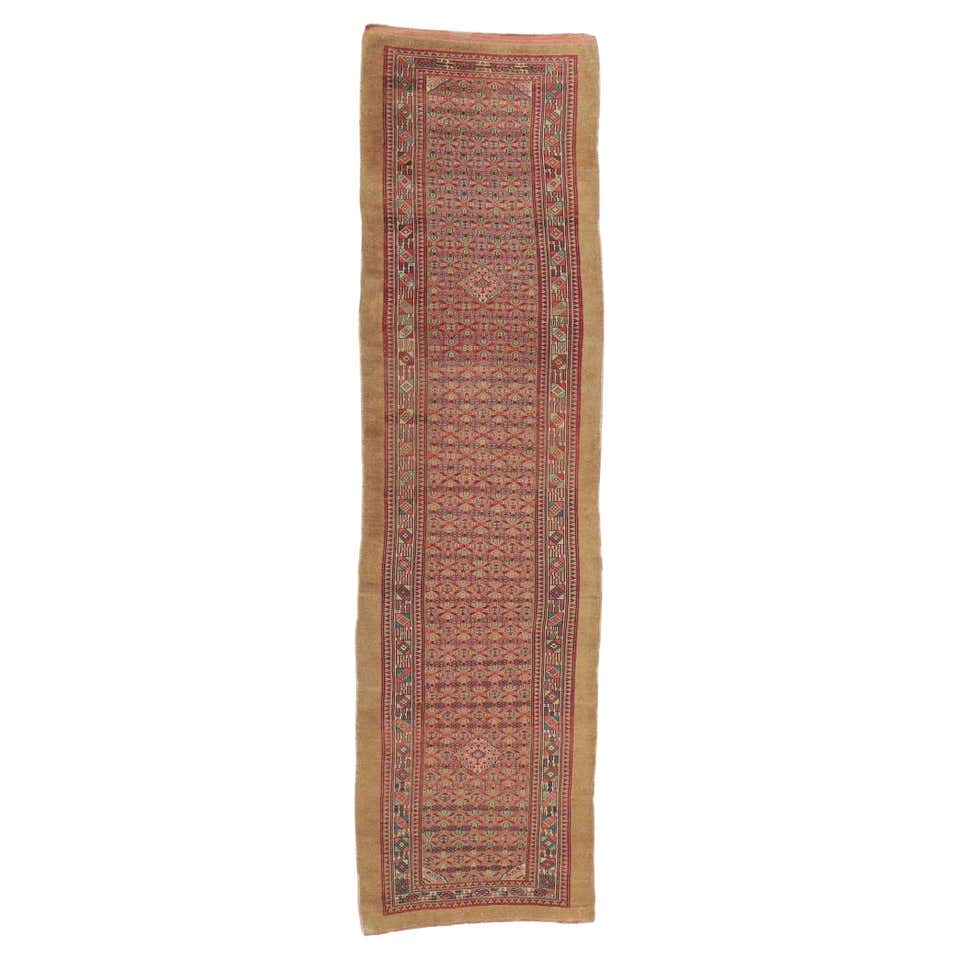 Handmade Antique Persian Style Camel Hair Runner Rug 4' x 14.4', 1900s ...