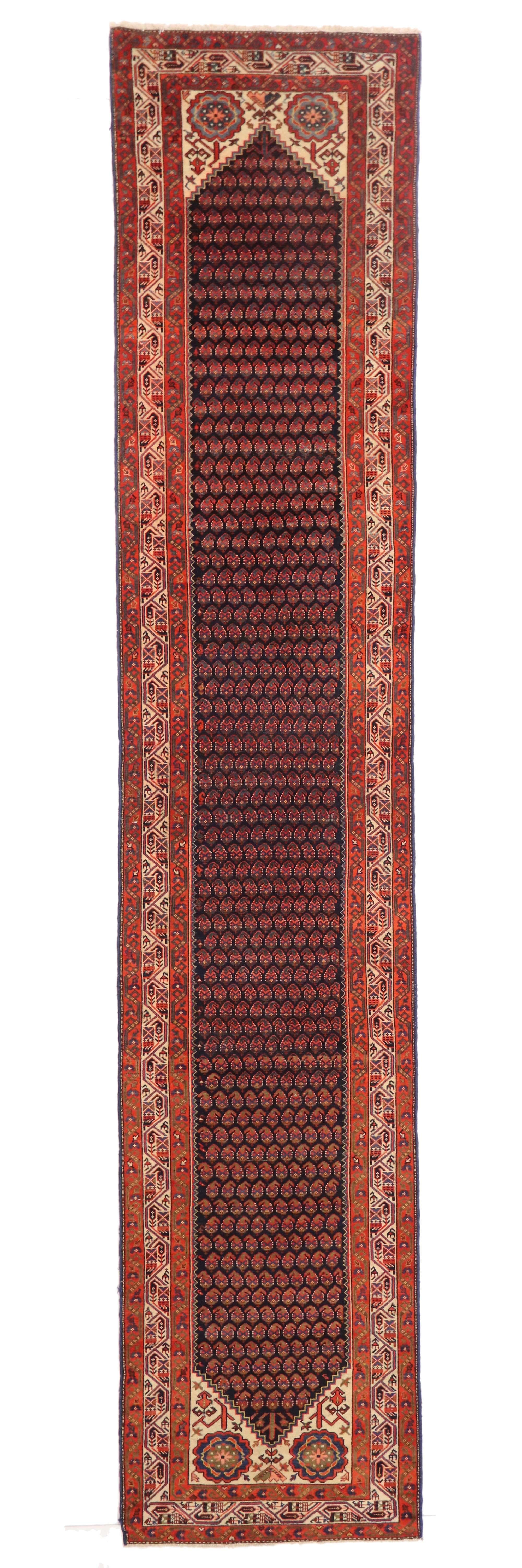 Antique Persian Malayer Runner with English Manor House Tudor Style For Sale 3