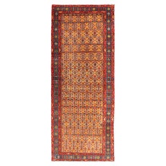 Antico runner persiano Malayer con motivi floreali in rosso, oro e blu 3'10 "X10'3