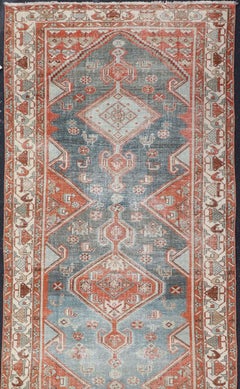 Antique Persian Malayer Runner with Geometric Medallion Design