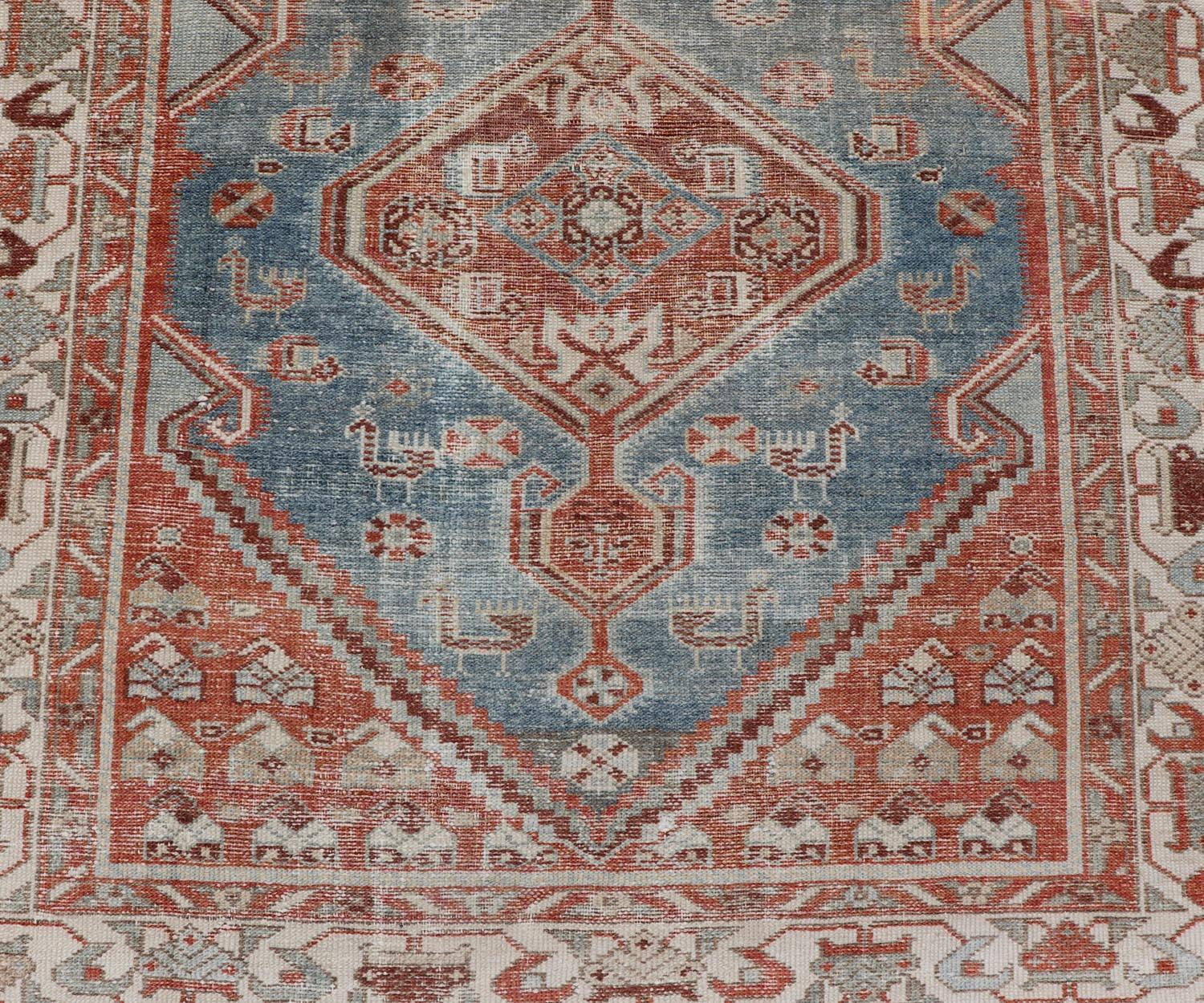 Antique Persian Malayer Runner with Geometric Medallion Design For Sale 2