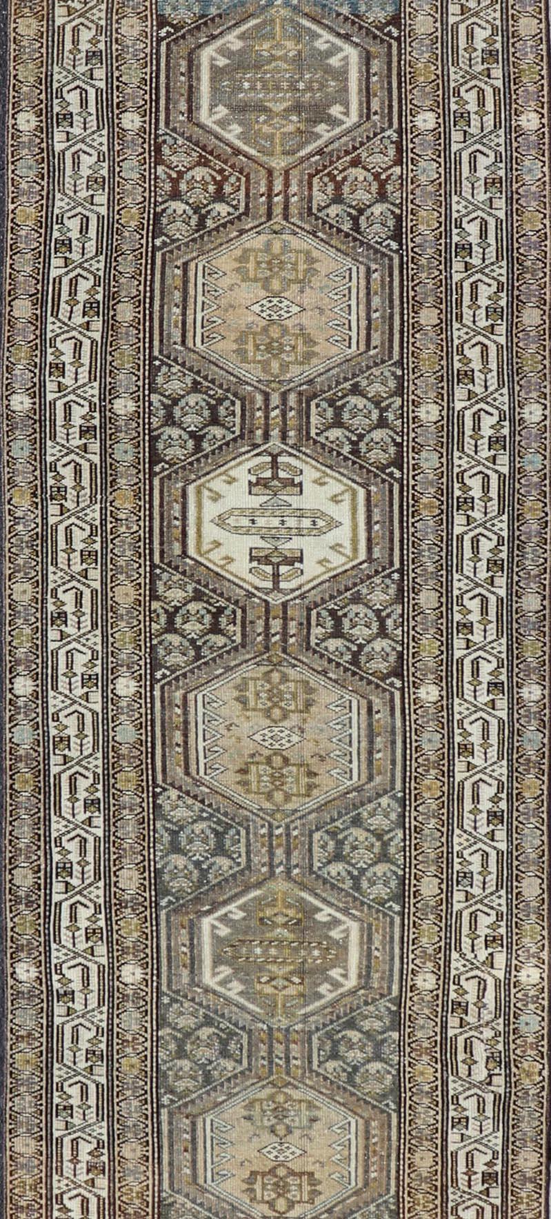 Persiano Antico runner persiano Malayer con medaglioni geometrici 3'3 