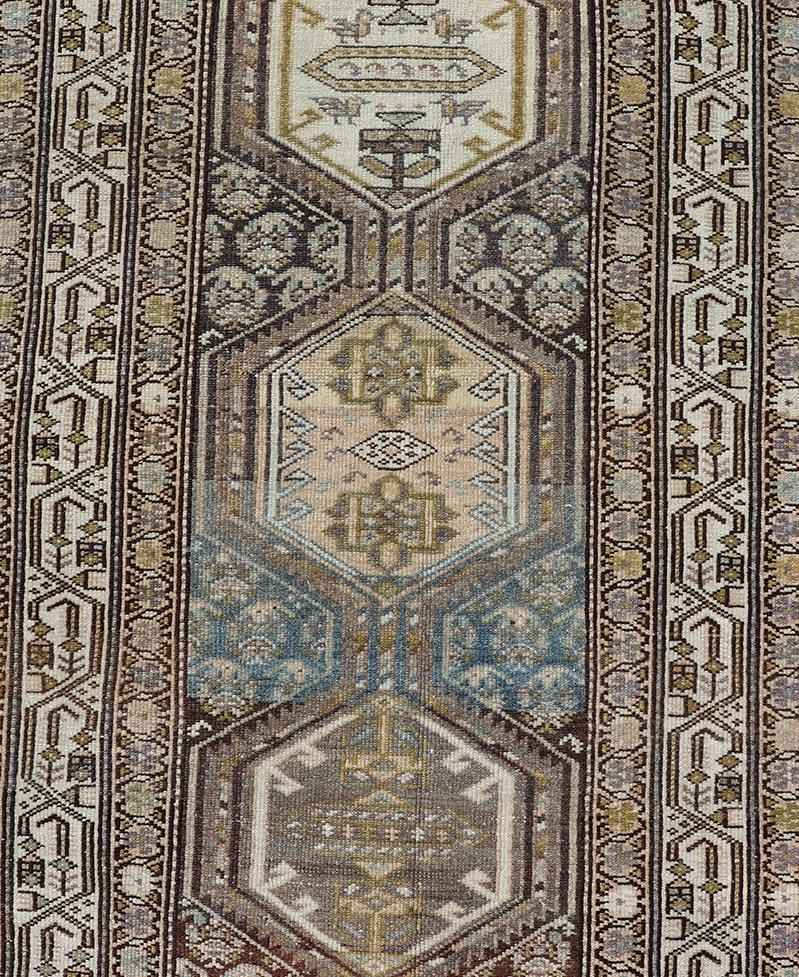 XX secolo Antico runner persiano Malayer con medaglioni geometrici 3'3 