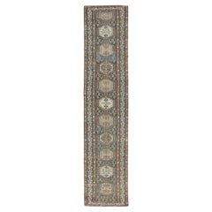 Antico runner persiano Malayer con medaglioni geometrici 3'3 "X15'9"