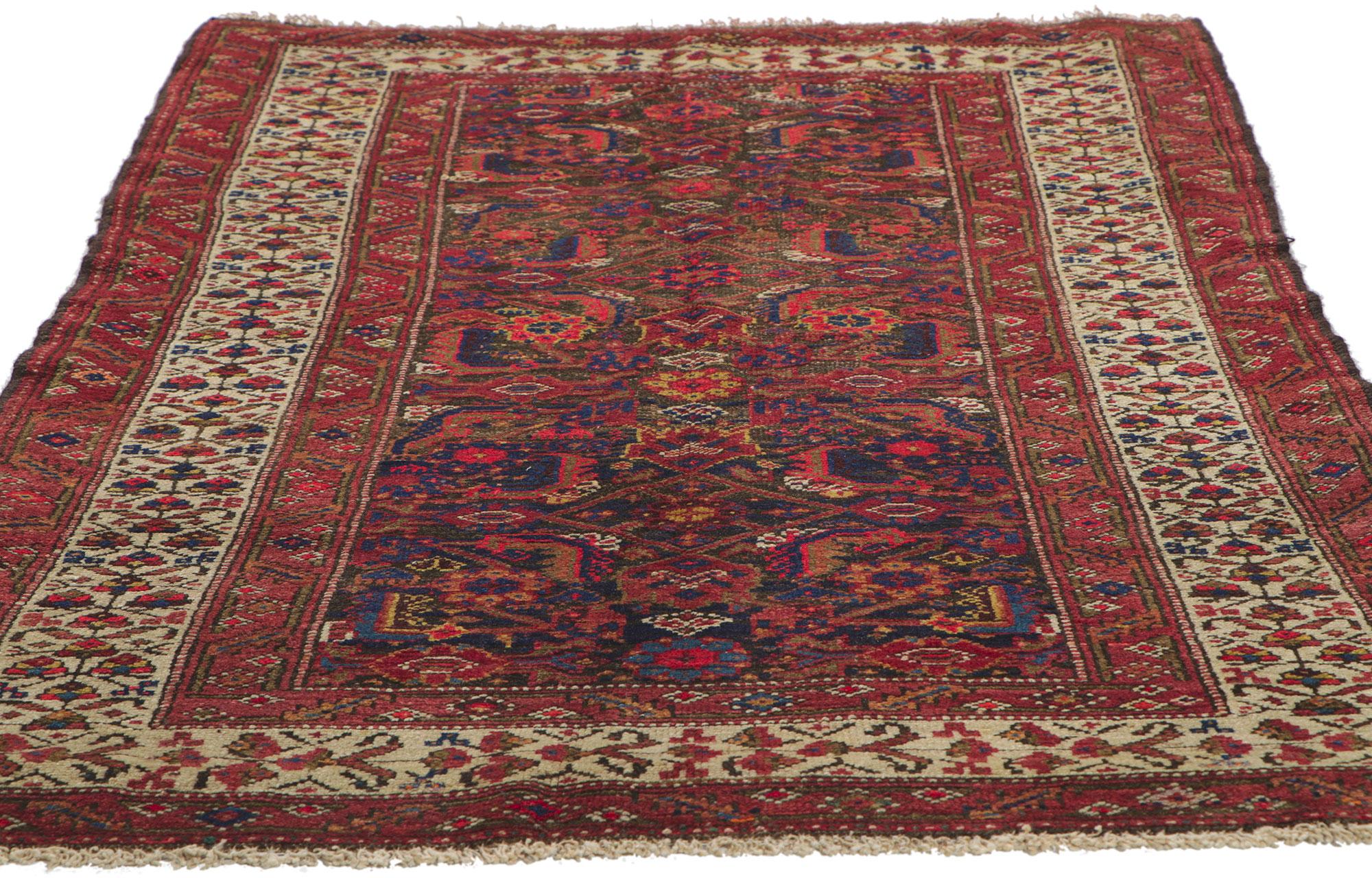 Hand-Knotted Antique Persian Malayer Runner with Herati Design For Sale