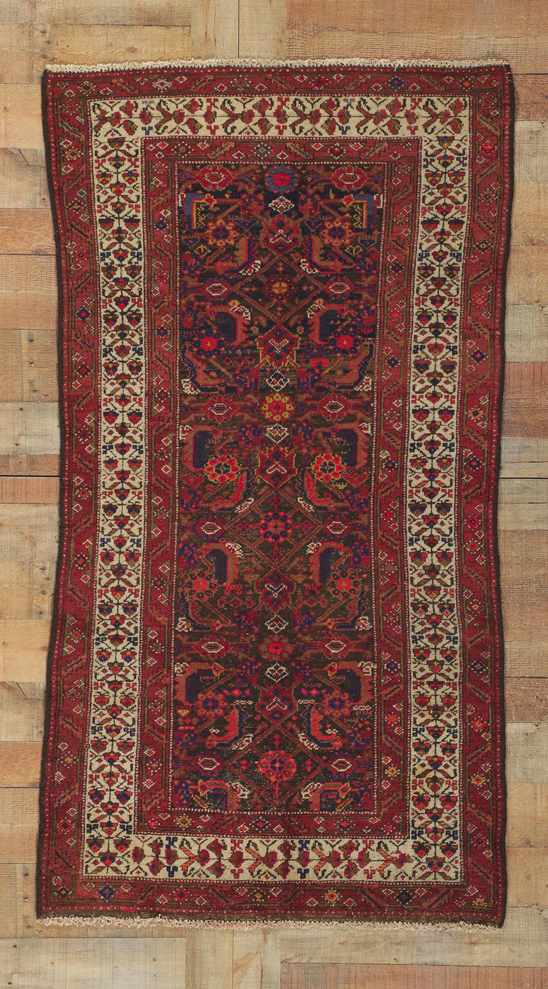 Wool Antique Persian Malayer Runner with Herati Design For Sale