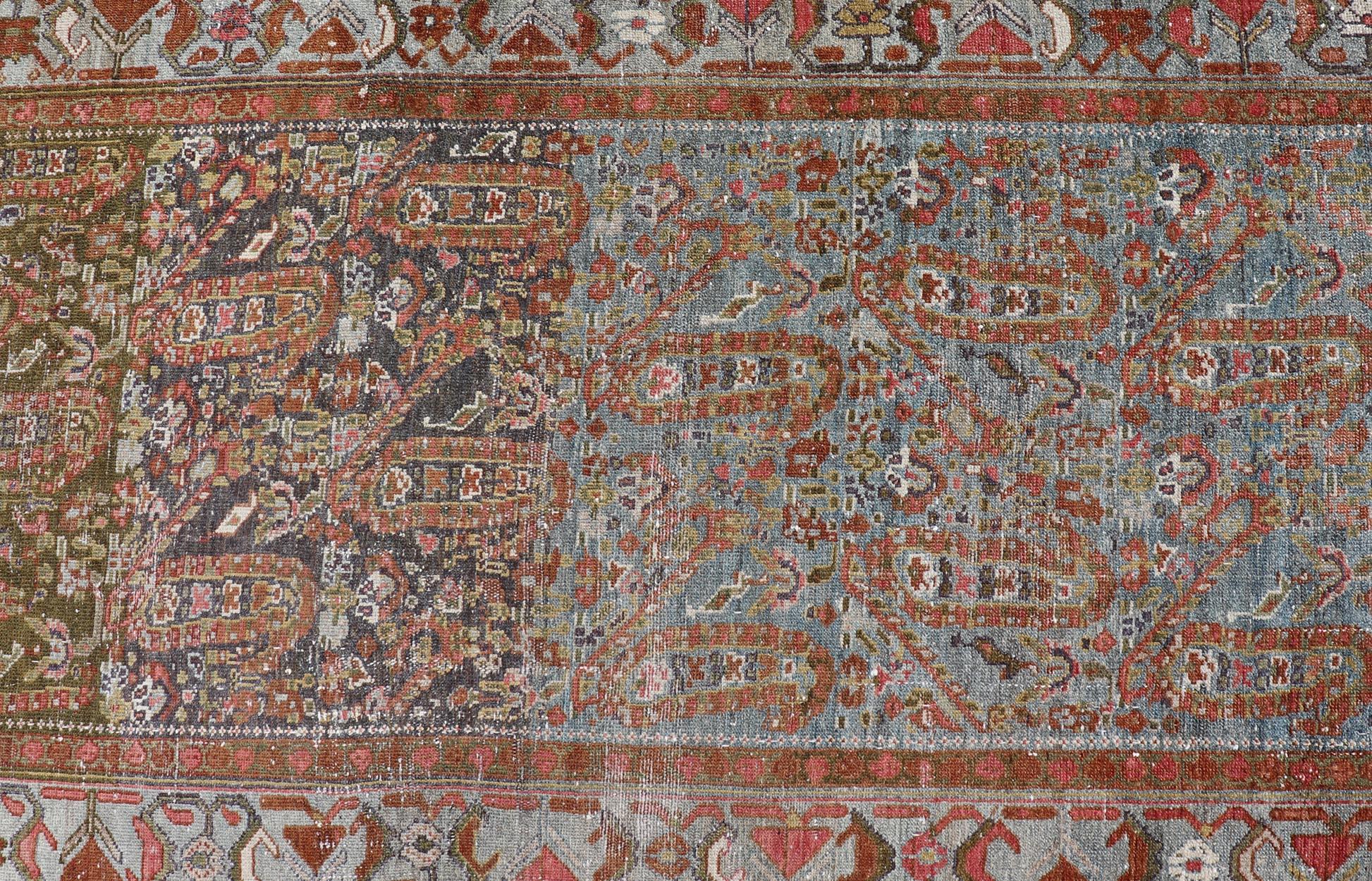 Antiker persischer Malayer Läufer mit komplizierten Paisley- und Blumenmotiven 3'6 x 16'1 im Angebot 3