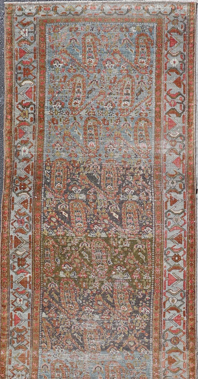Antiker persischer Malayer Läufer mit komplizierten Paisley- und Blumenmotiven 3'6 x 16'1 im Angebot 4