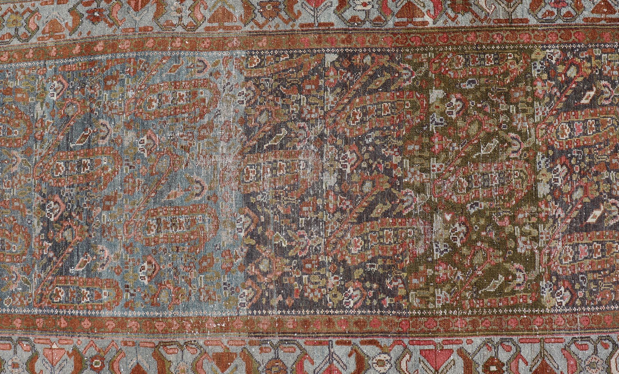 Antiker persischer Malayer Läufer mit komplizierten Paisley- und Blumenmotiven 3'6 x 16'1 im Angebot 2