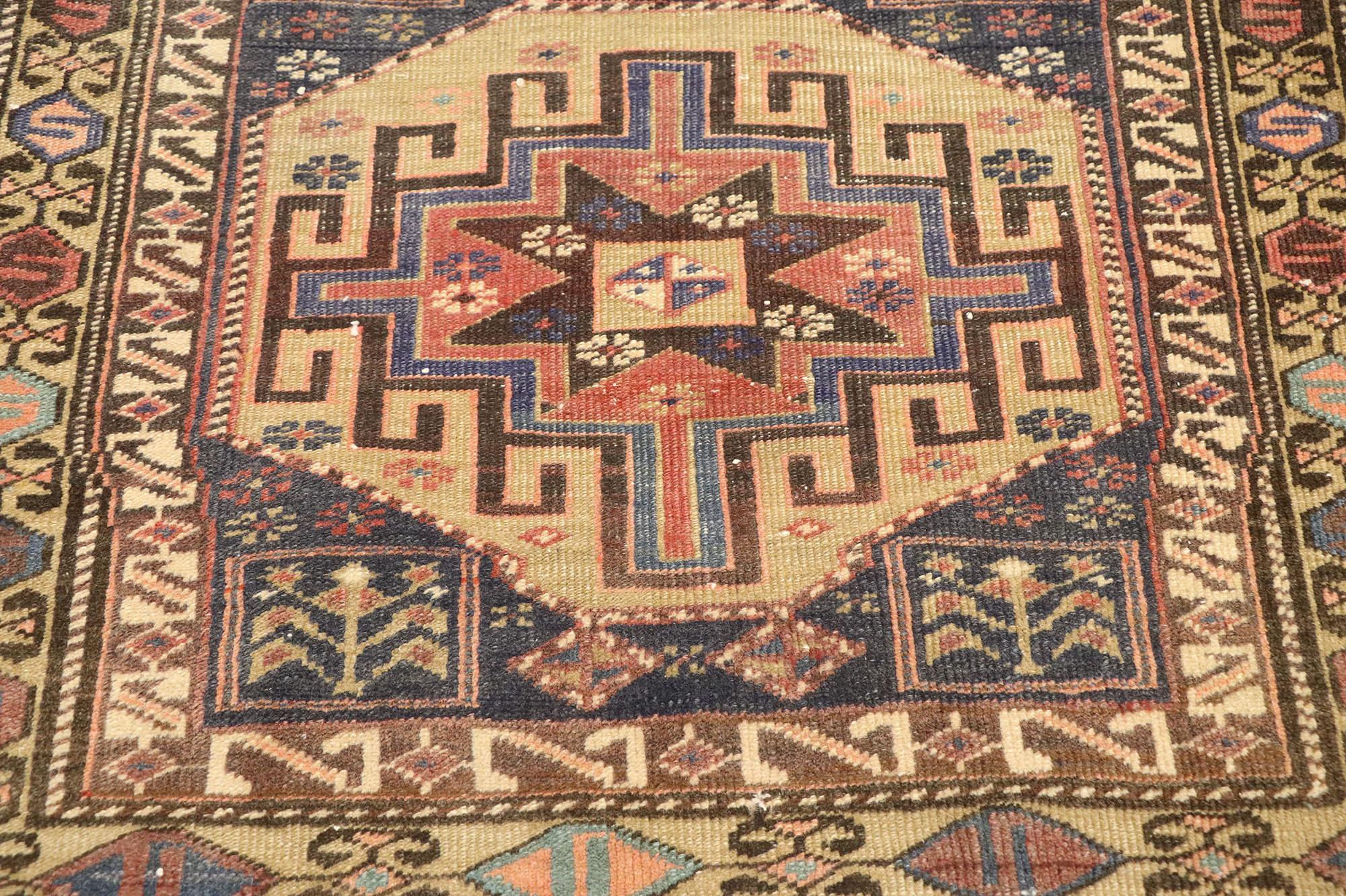 Antique Persian Malayer Runner with Masculine Tribal Style In Good Condition For Sale In Dallas, TX