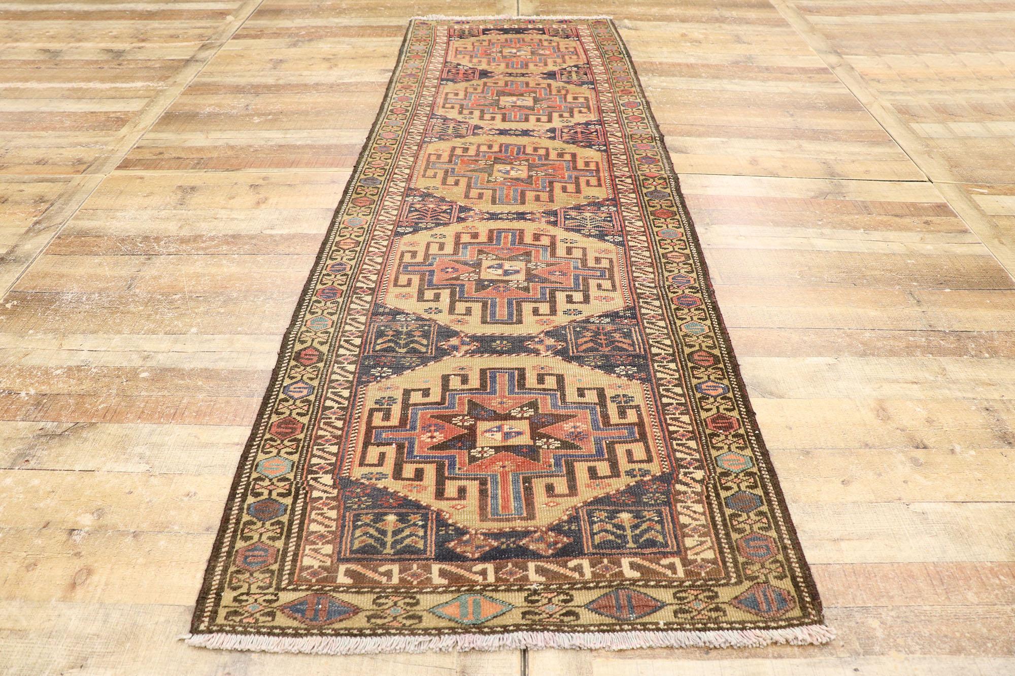 Antique Persian Malayer Runner with Masculine Tribal Style For Sale 1
