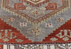 Antique Persian Malayer Runner With Medallions in Gray and Terracotta