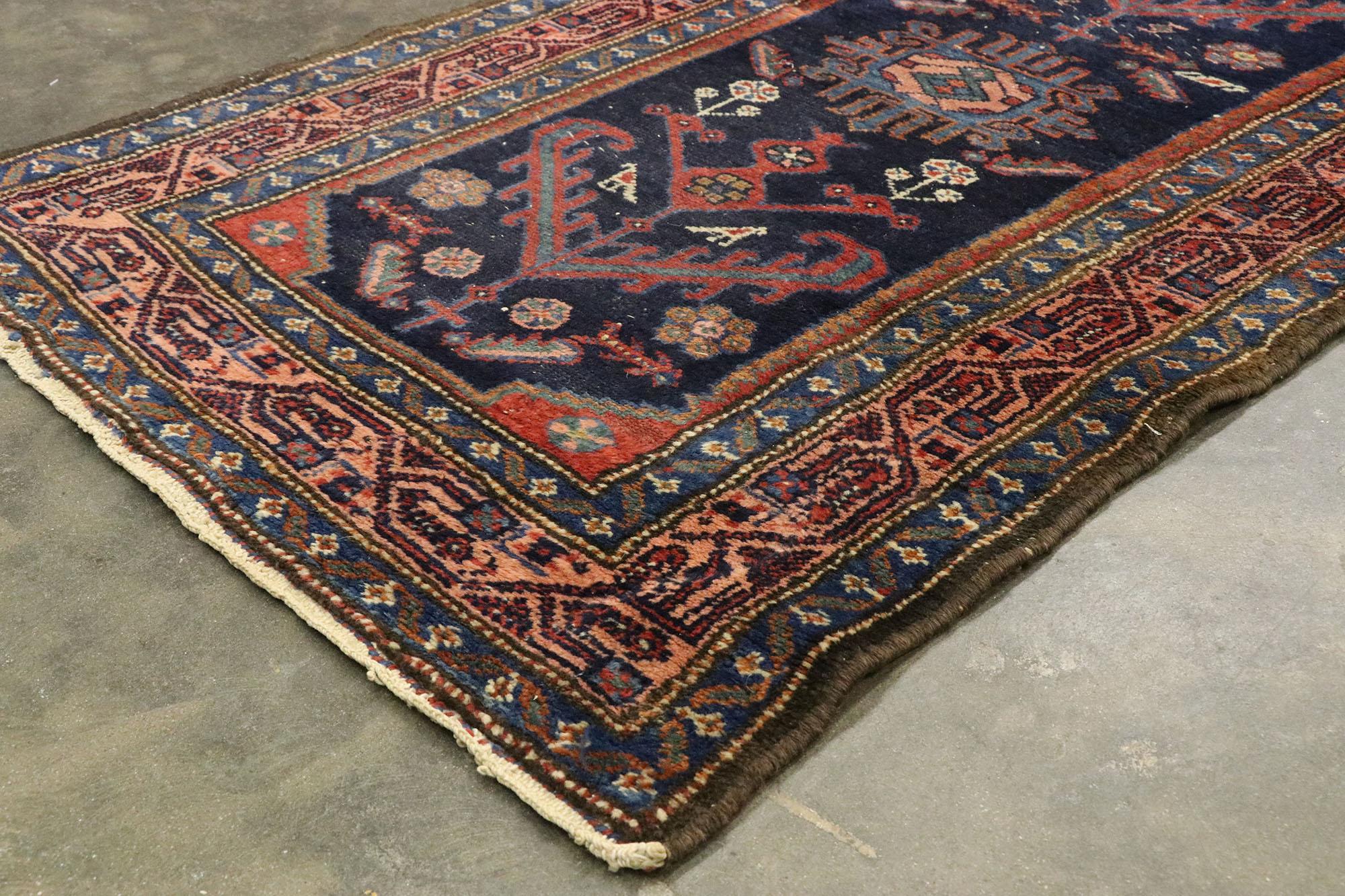 Wool Antique Persian Malayer Runner with Mid-Century Modern Style, Extra-Long Runner