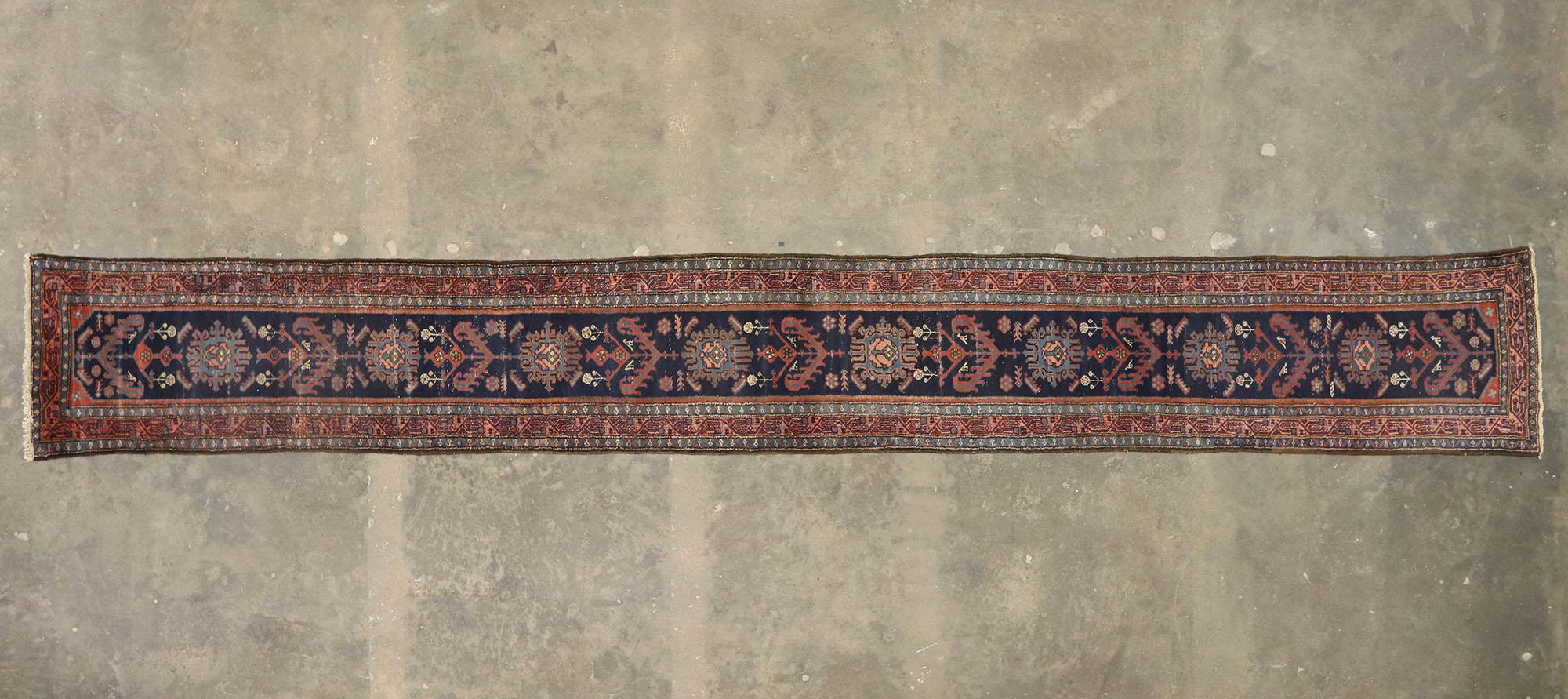 Antique Persian Malayer Runner with Mid-Century Modern Style, Extra-Long Runner 2