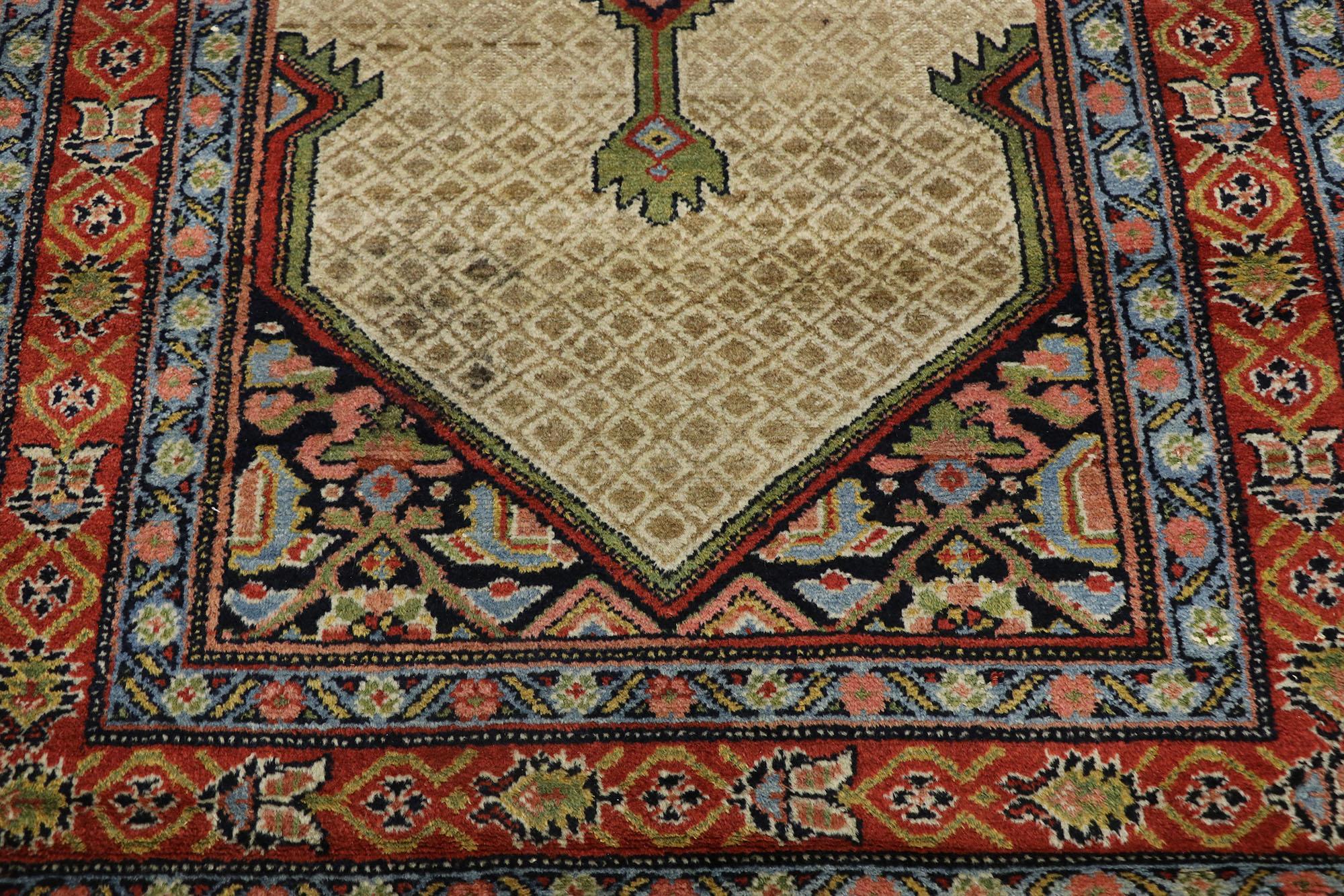 Antique Persian Malayer Runner with Modern Rustic English Style In Good Condition For Sale In Dallas, TX