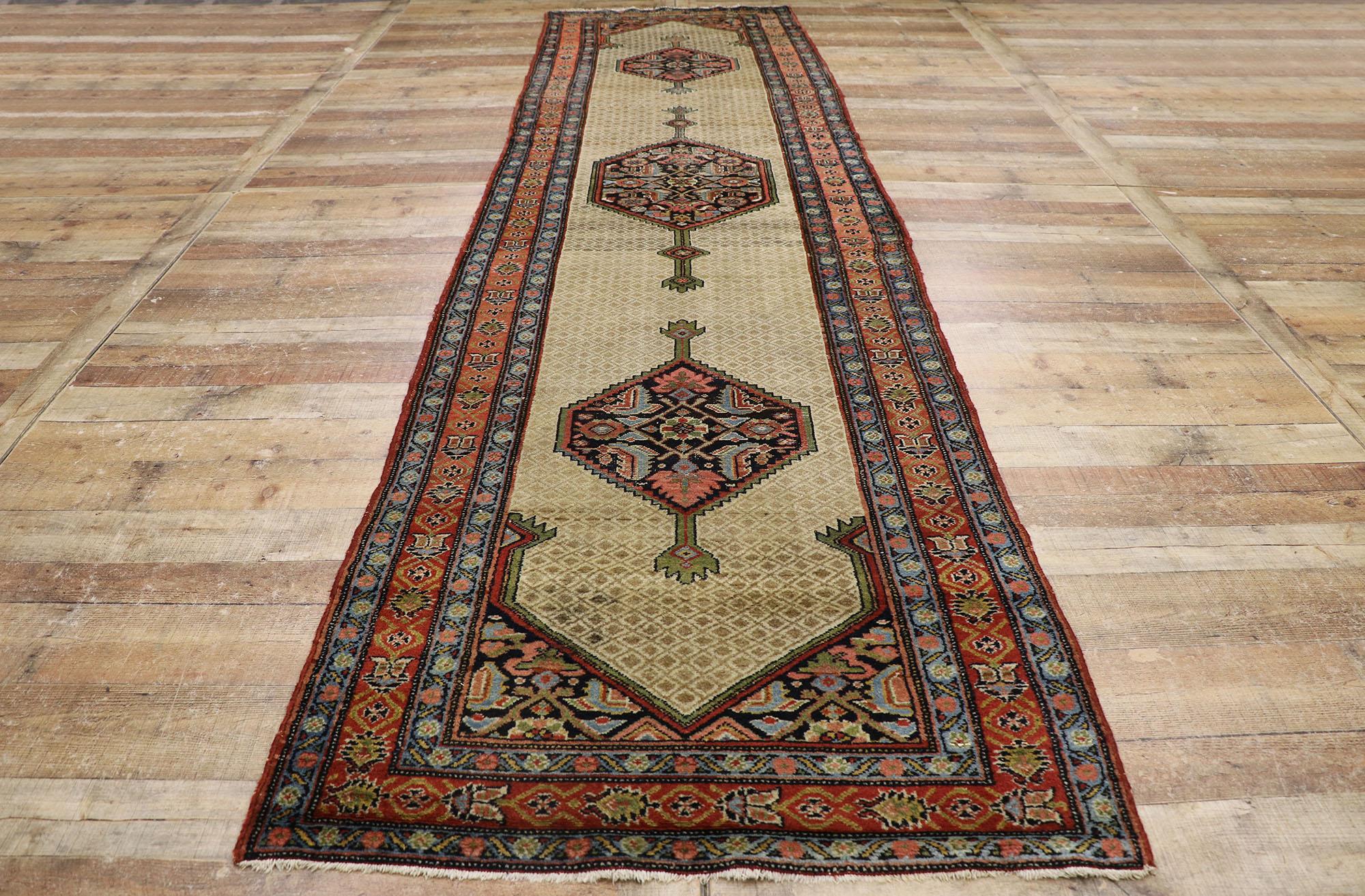 Antique Persian Malayer Runner with Modern Rustic English Style For Sale 1