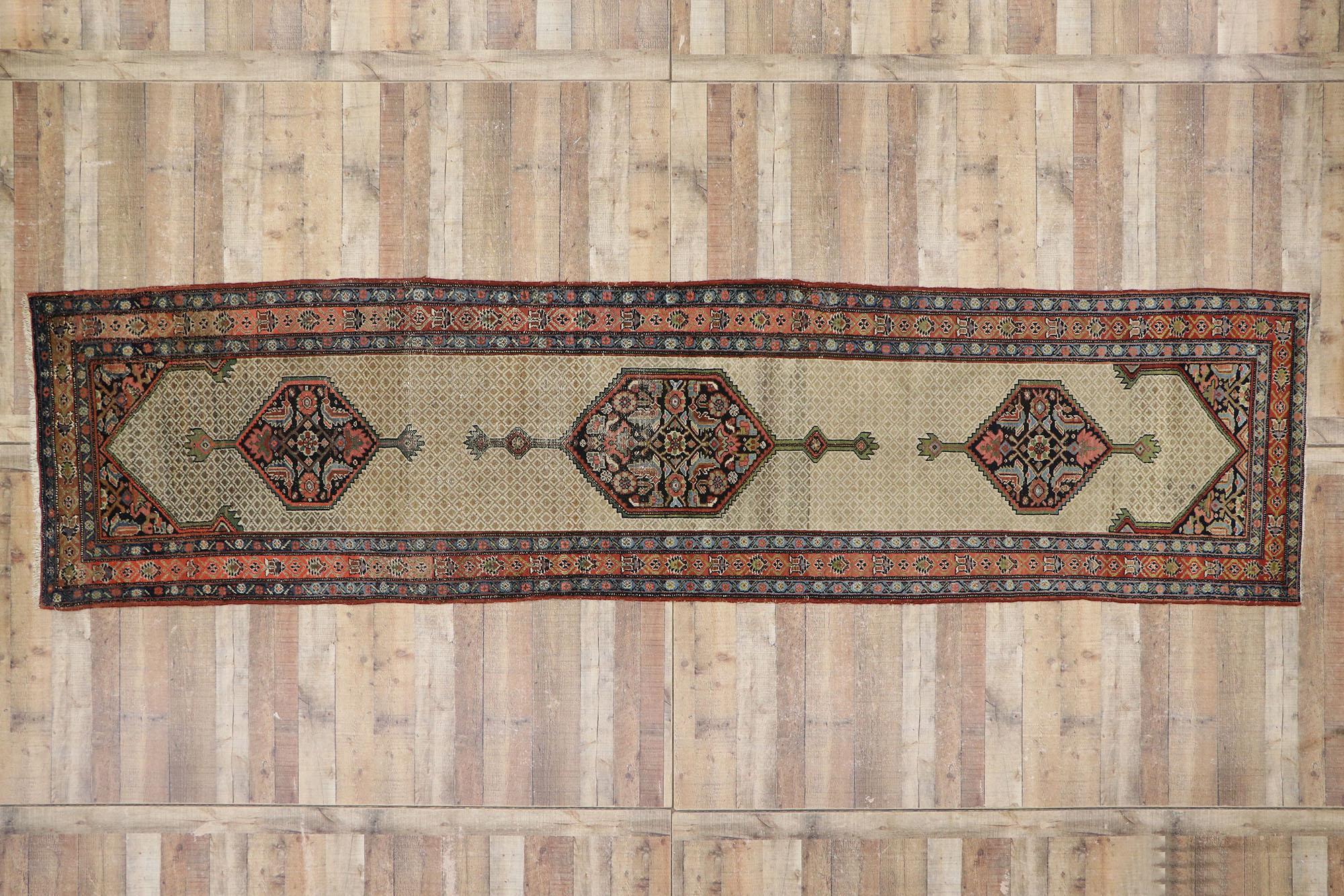 Antique Persian Malayer Runner with Modern Rustic English Style For Sale 2