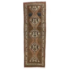 Used Persian Malayer Runner with Modern Style in Neutral Colors