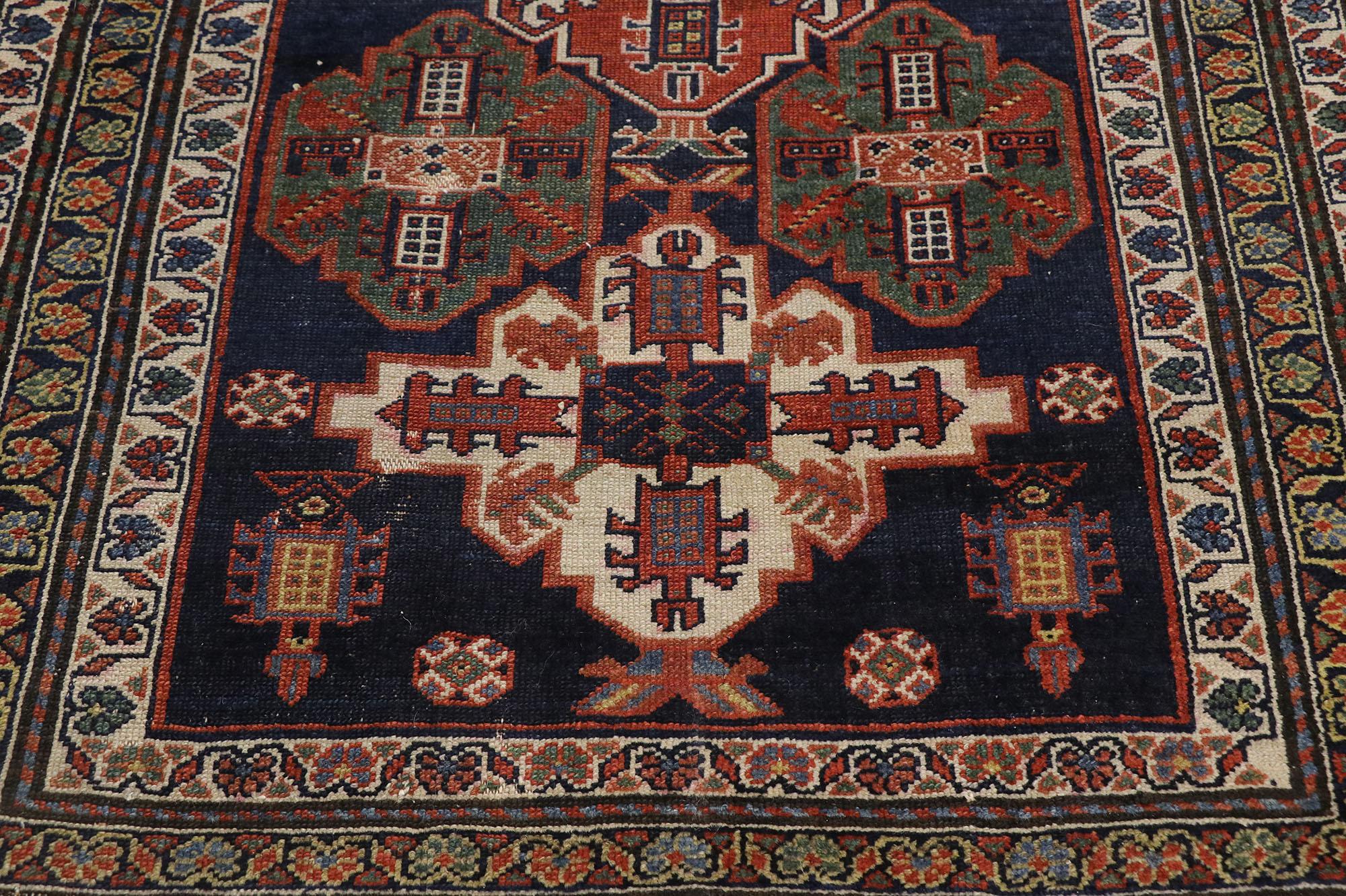 Hand-Knotted Antique Persian Malayer Runner with Modern Tribal Style, Long Hallway Runner For Sale