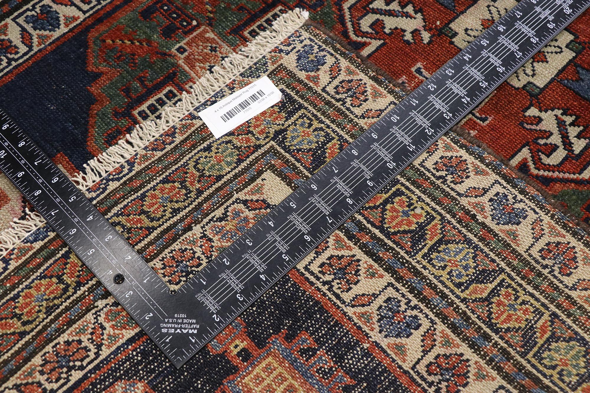 Antique Persian Malayer Runner with Modern Tribal Style, Long Hallway Runner In Good Condition For Sale In Dallas, TX