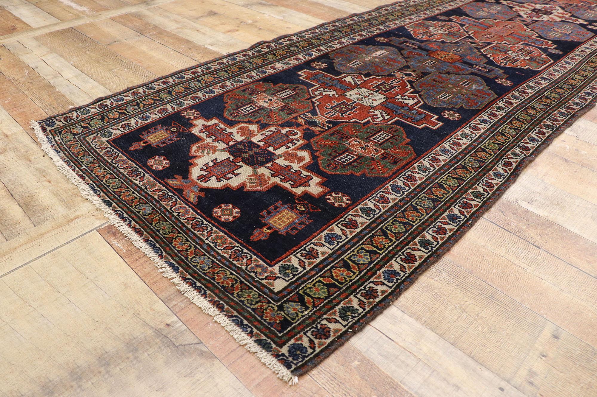 20th Century Antique Persian Malayer Runner with Modern Tribal Style, Long Hallway Runner For Sale