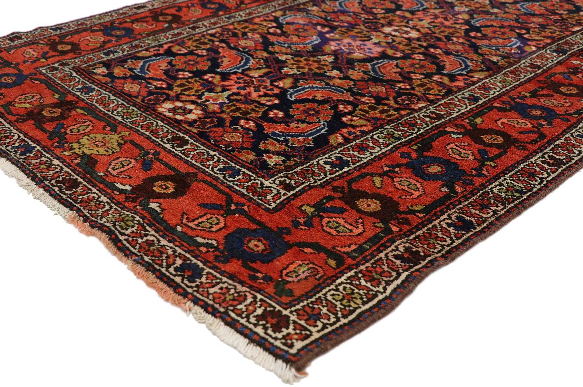 Hand-Knotted Antique Persian Malayer Runner with Modern Victorian Style For Sale