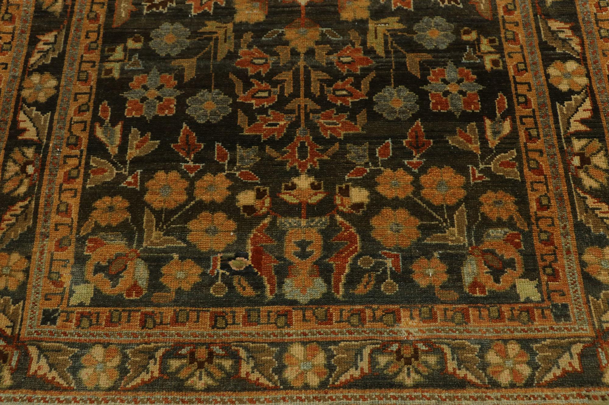 20th Century Antique Persian Malayer Runner with Rustic Jacobean Style For Sale