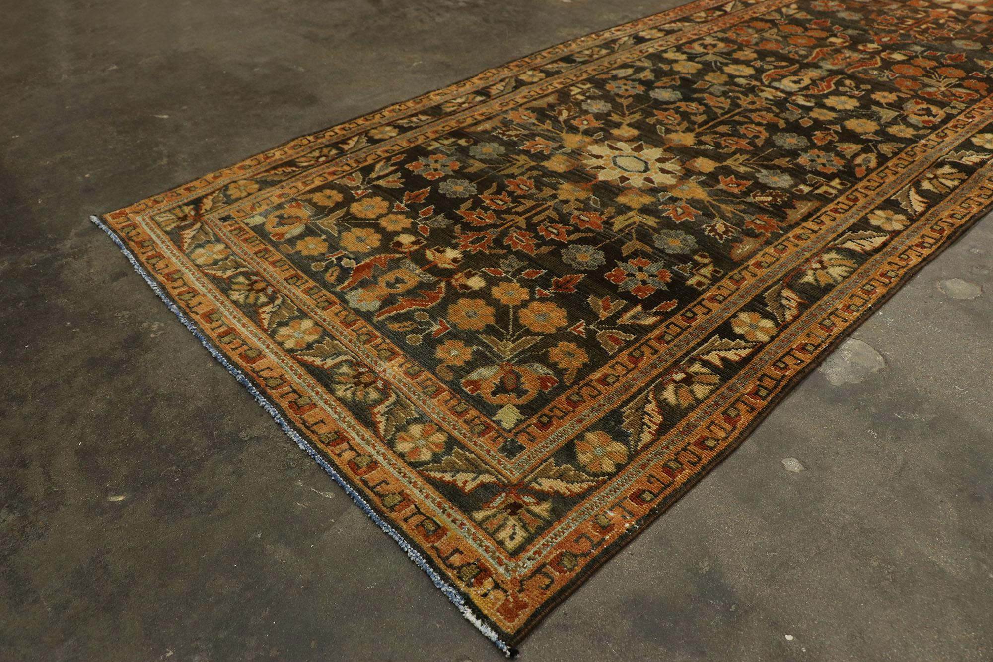 Antique Persian Malayer Runner with Rustic Jacobean Style For Sale 1