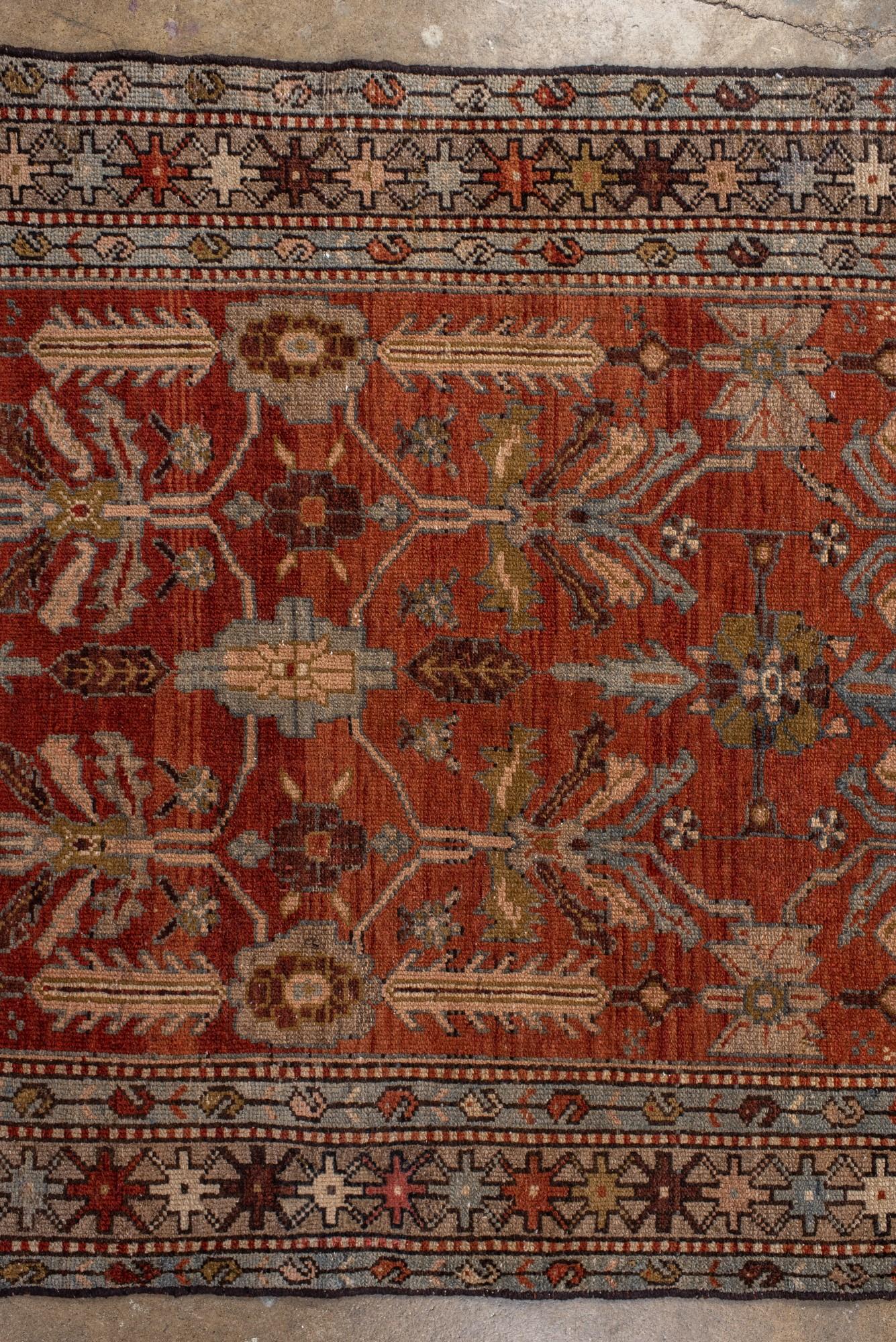 Wool Antique Persian Malayer Runner with Stylized Floral Motif For Sale