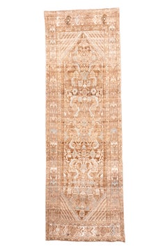 Antique Persian Malayer Runner with Stylized Medallion and Tribal Motifs