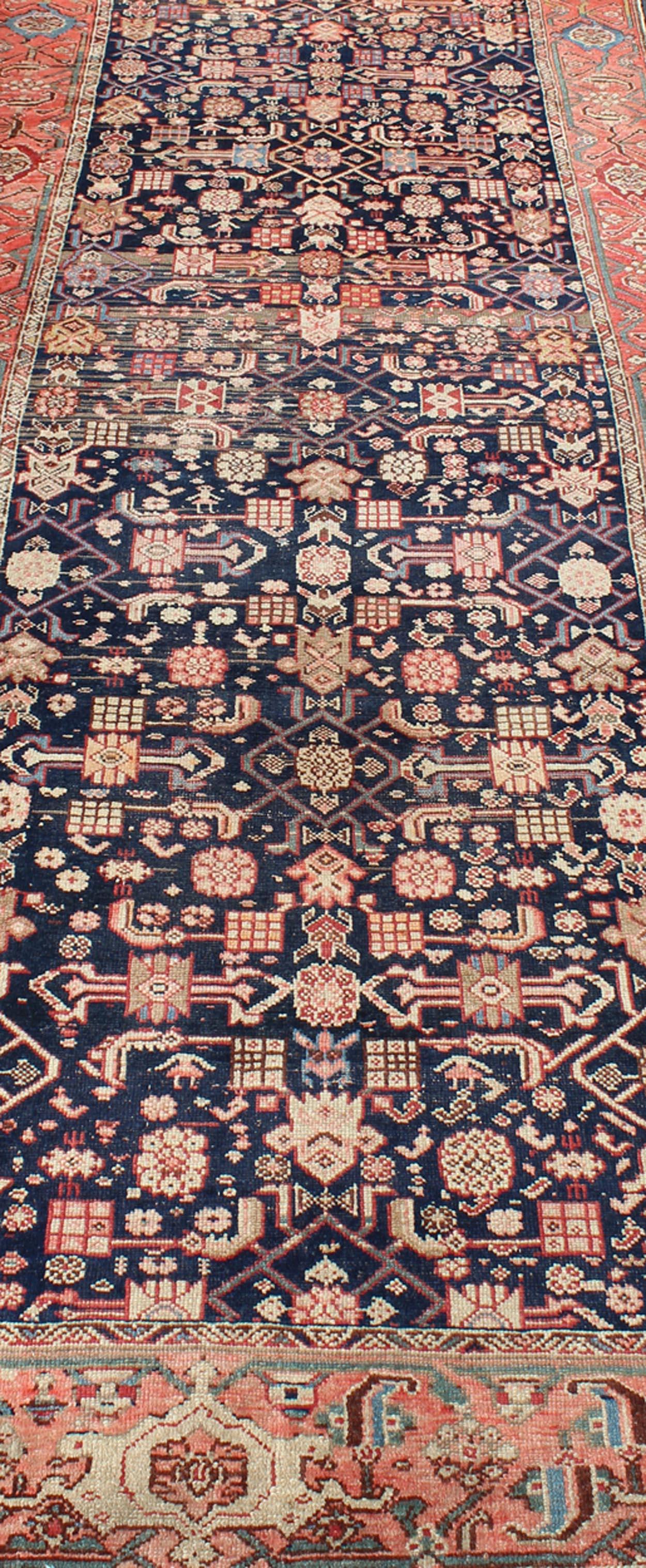 Antique Persian Malayer Runner with Sub-Geometric All-Over Design in Multicolors For Sale 4