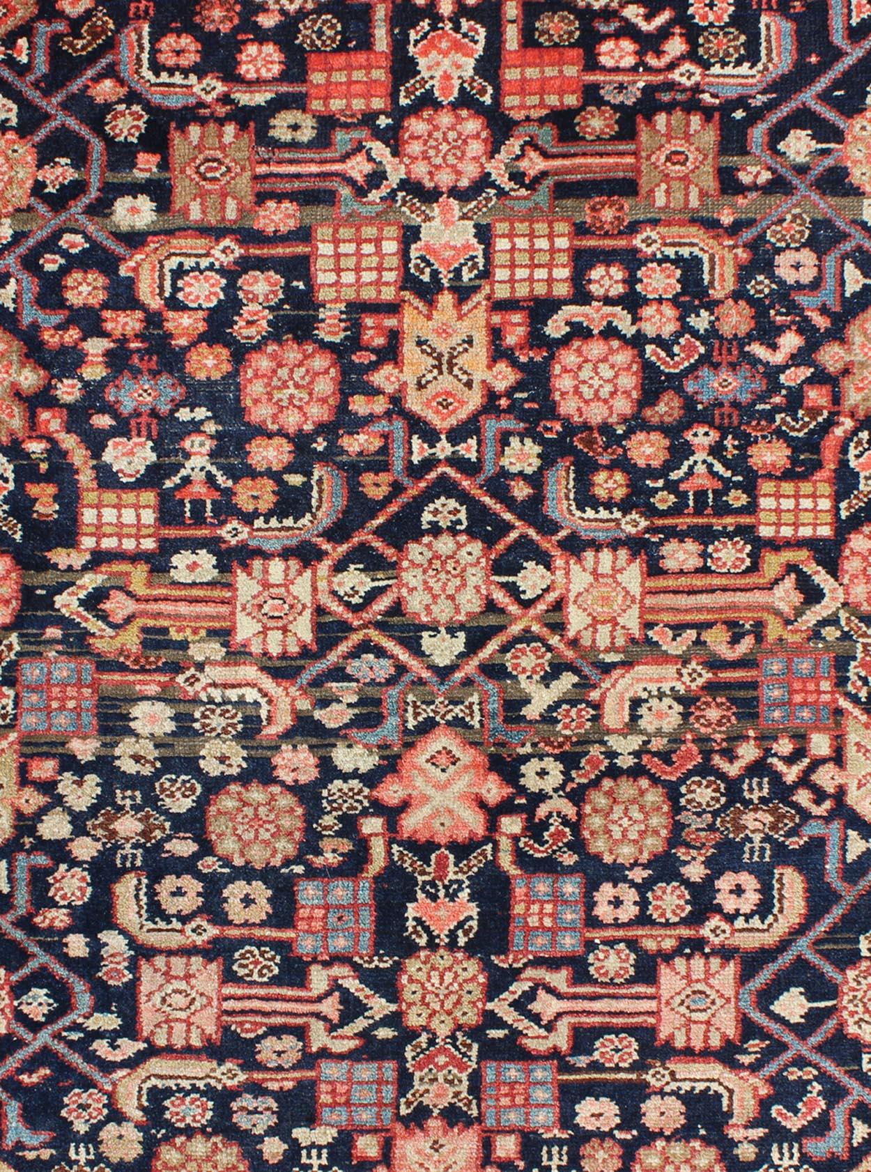 Antique Persian Malayer Runner with Sub-Geometric All-Over Design in Multicolors For Sale 6
