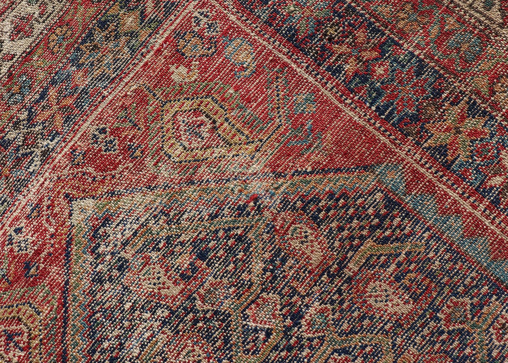 Antique Persian Malayer Runner with Sub-Geometric All-Over Design in Multicolors For Sale 6