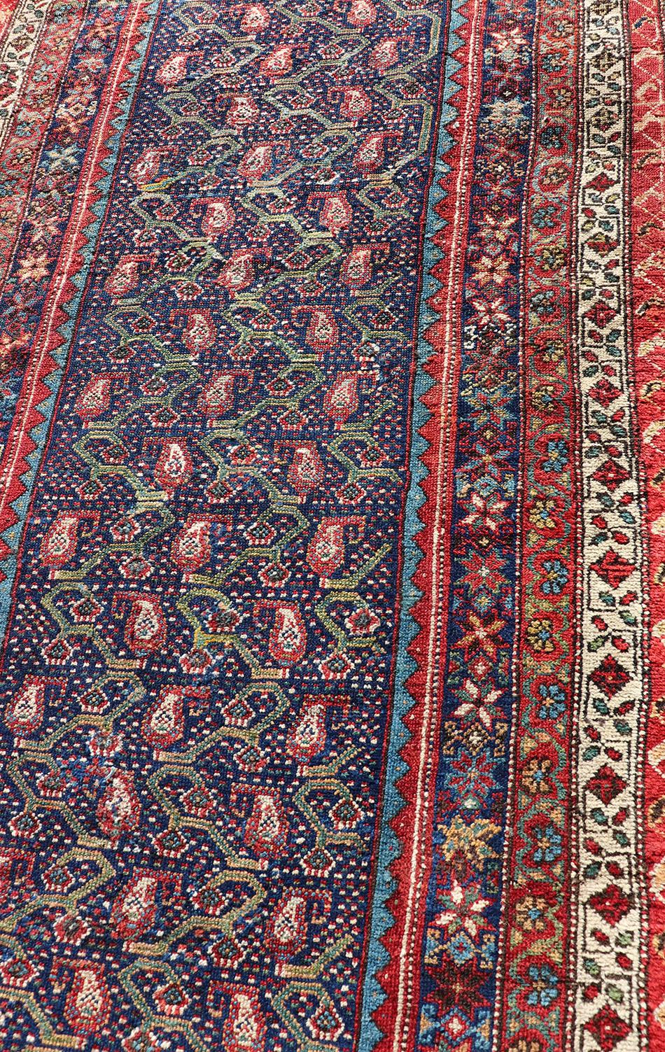 20th Century Antique Persian Malayer Runner with Sub-Geometric All-Over Design in Multicolors For Sale