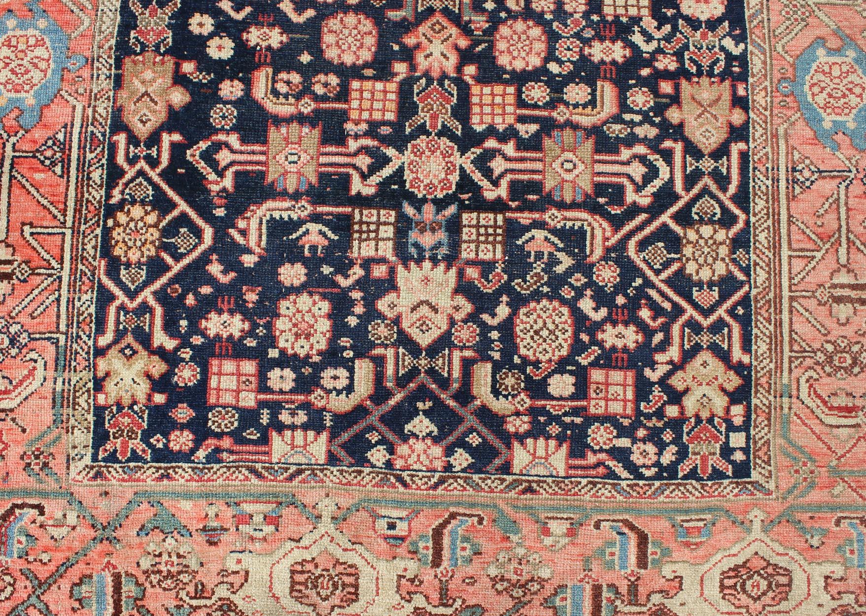 Antique Persian Malayer Runner with Sub-Geometric All-Over Design in Multicolors For Sale 2