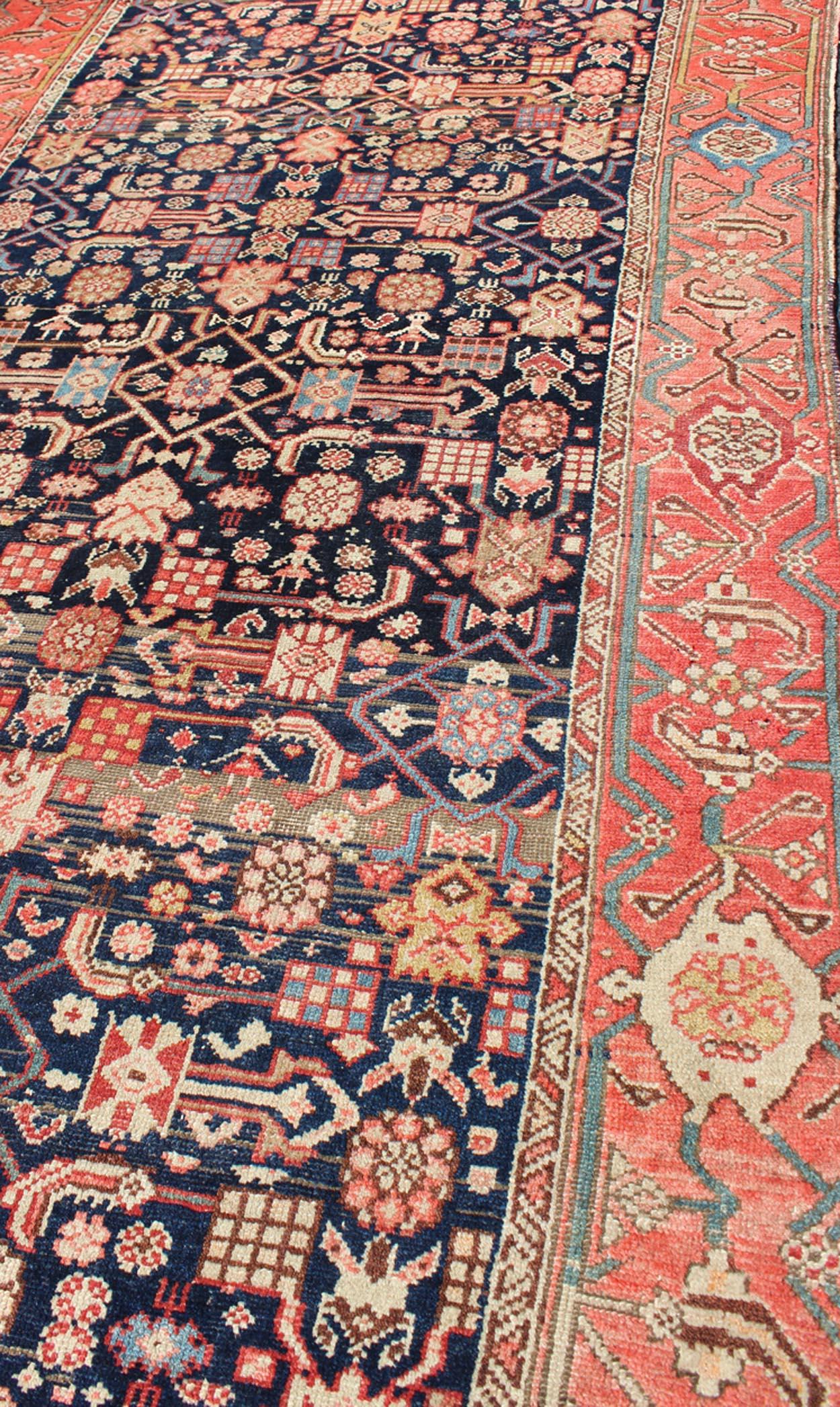 Antique Persian Malayer Runner with Sub-Geometric All-Over Design in Multicolors For Sale 3