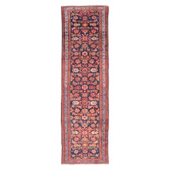 Antique Persian Malayer Runner with Sub-Geometric All-Over Design in Navy Color