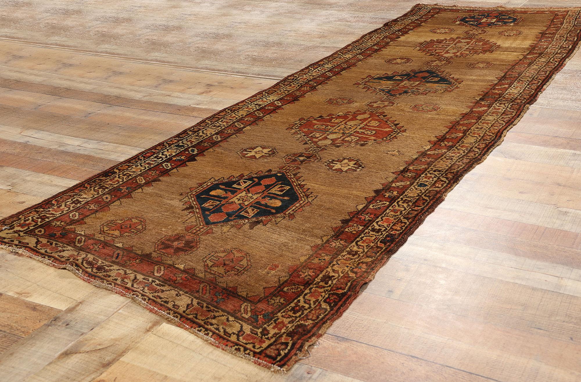 Hand-Knotted Antique Persian Malayer Rug Carpet Runner For Sale