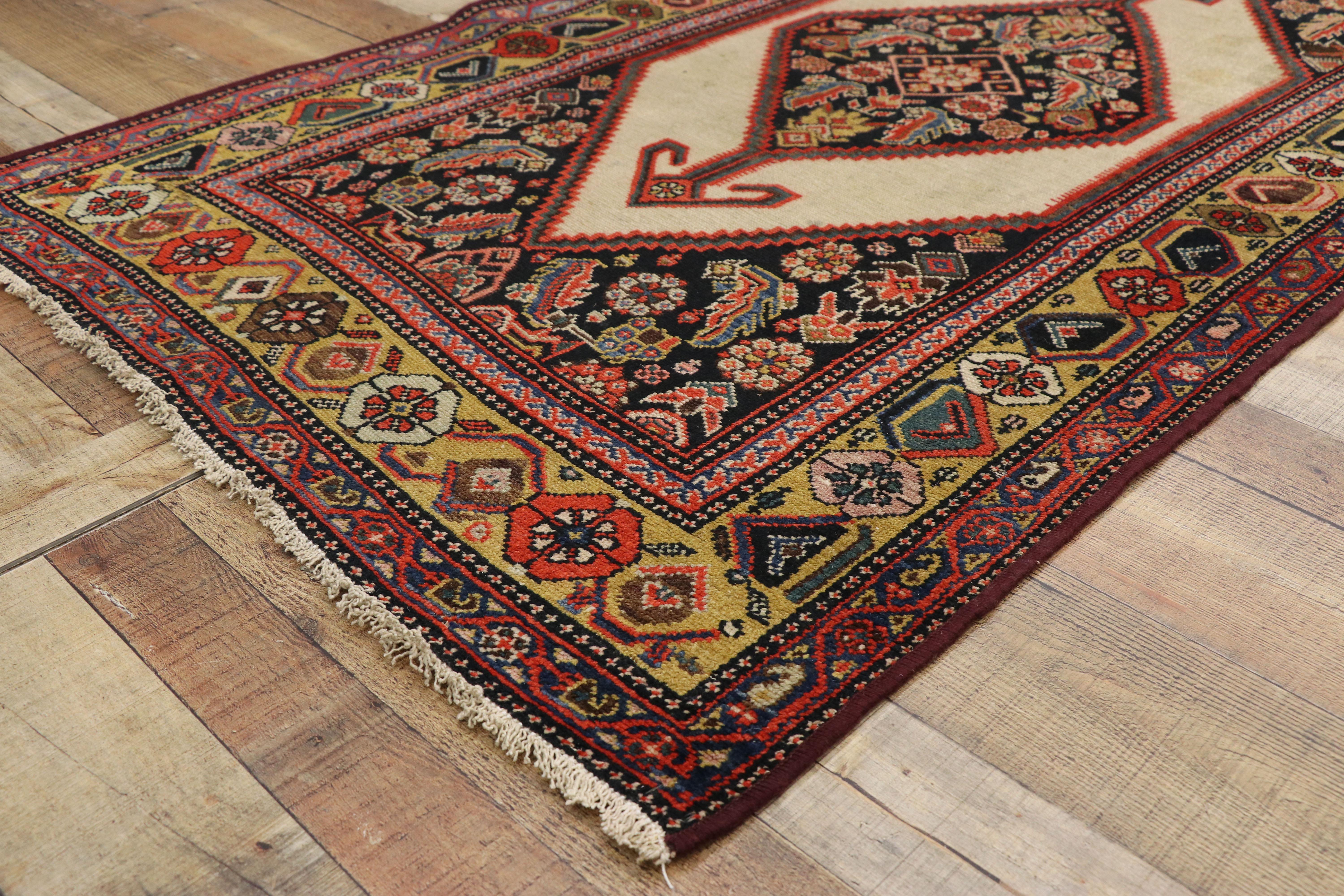 Wool Antique Persian Malayer Runner with Tudor Manor House Style For Sale