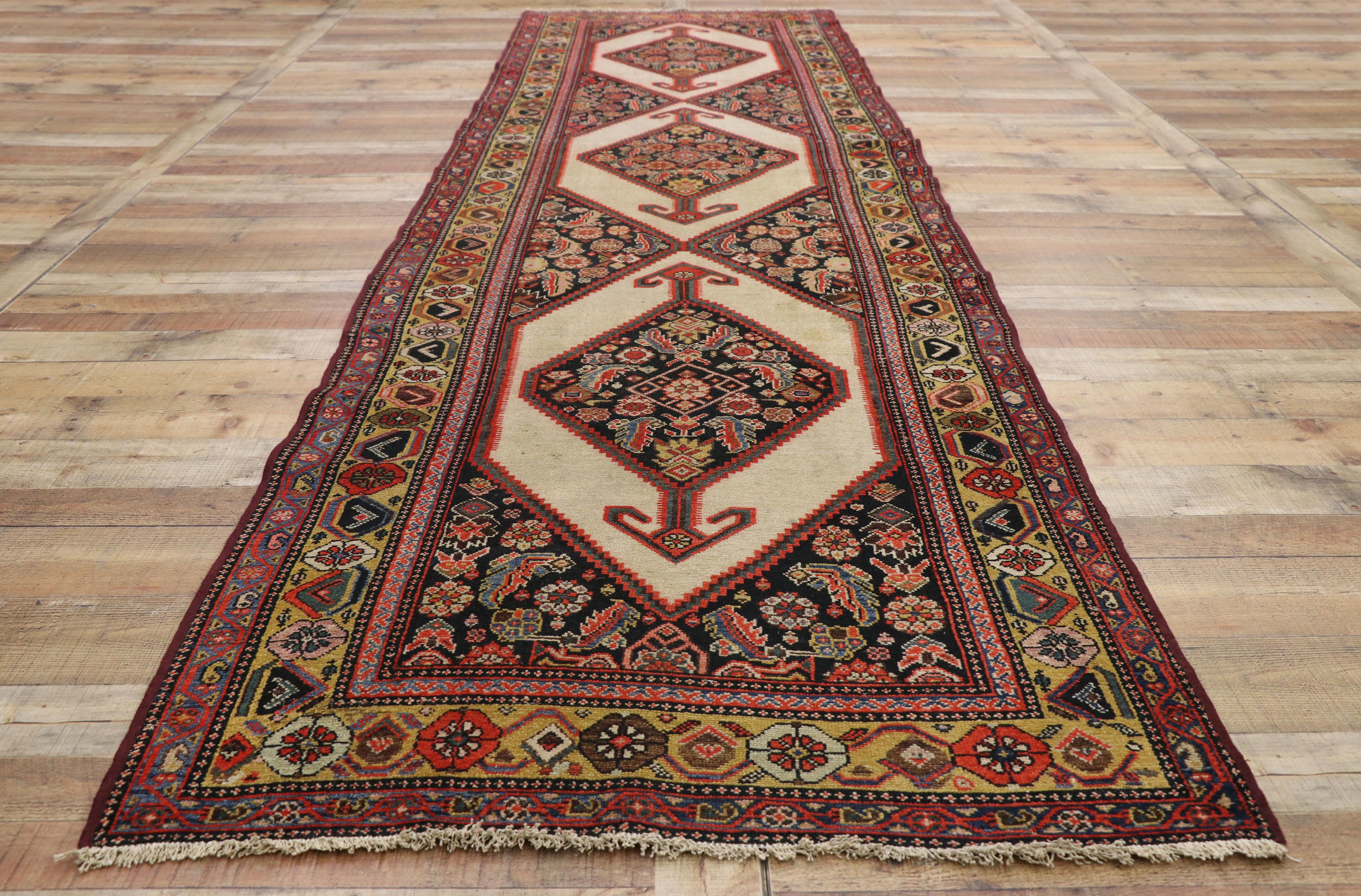 Antique Persian Malayer Runner with Tudor Manor House Style For Sale 1