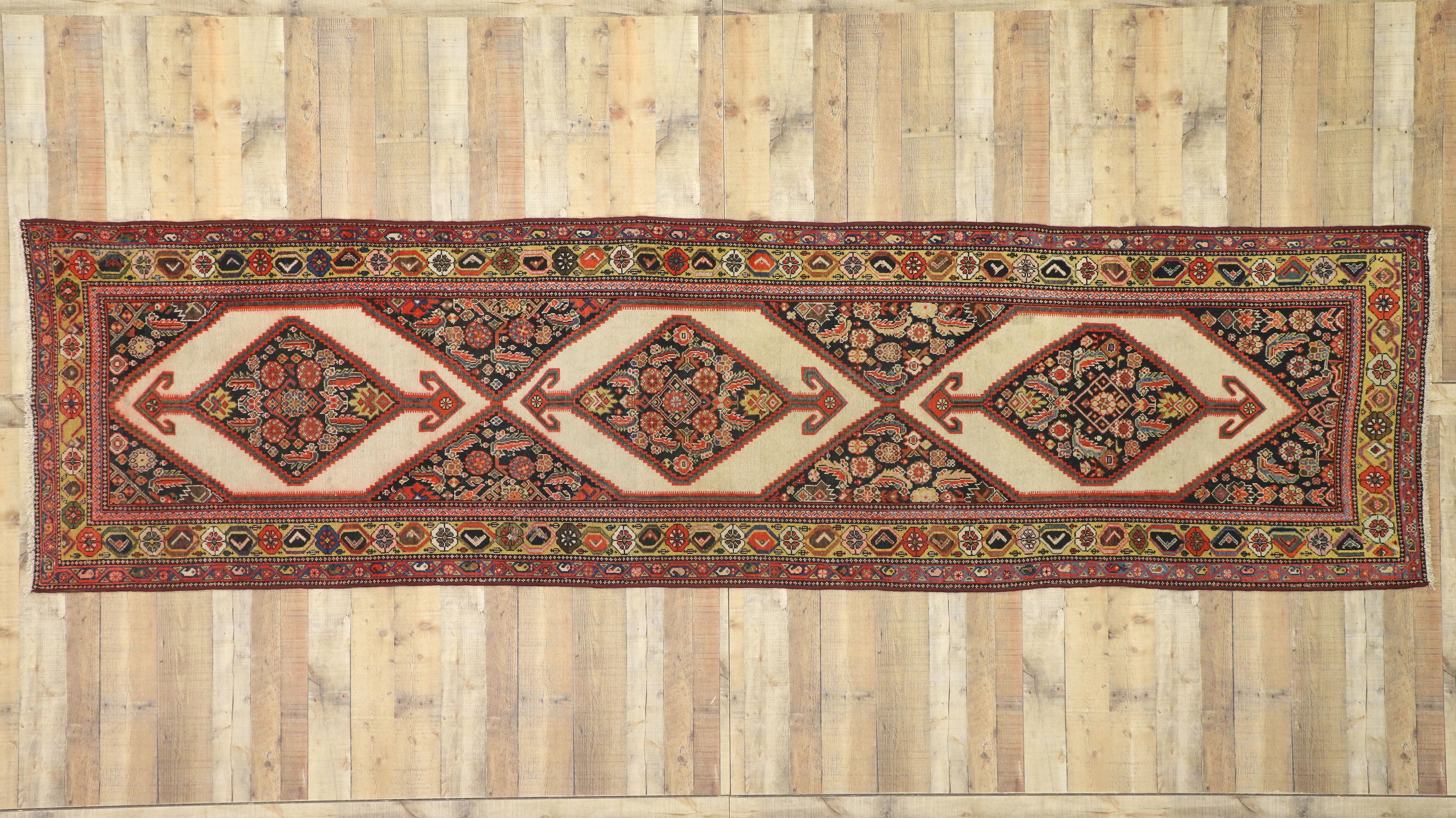 Antique Persian Malayer Runner with Tudor Manor House Style For Sale 2