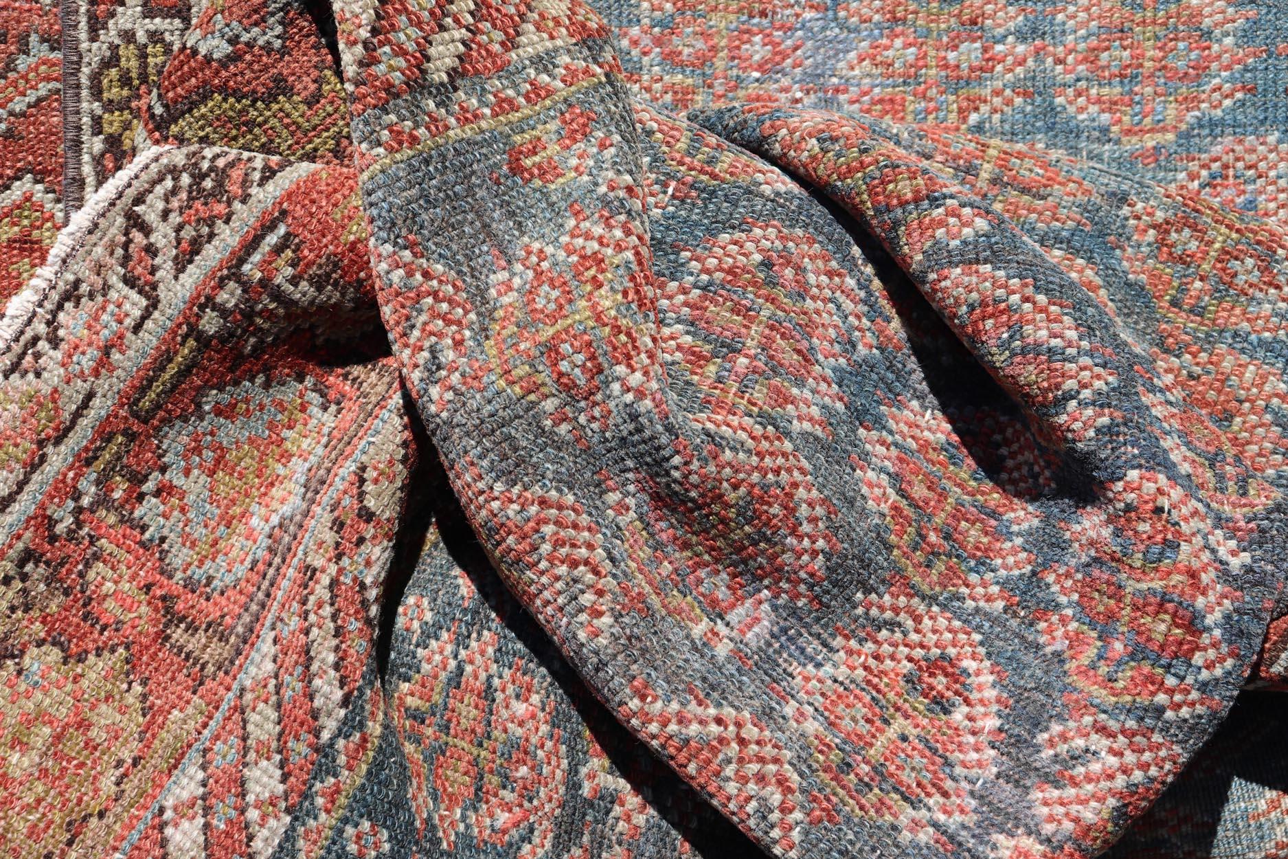 Antico runner persiano Malayer con design unico Boteh in blu tenue 3'5 x 18'5 in vendita 2