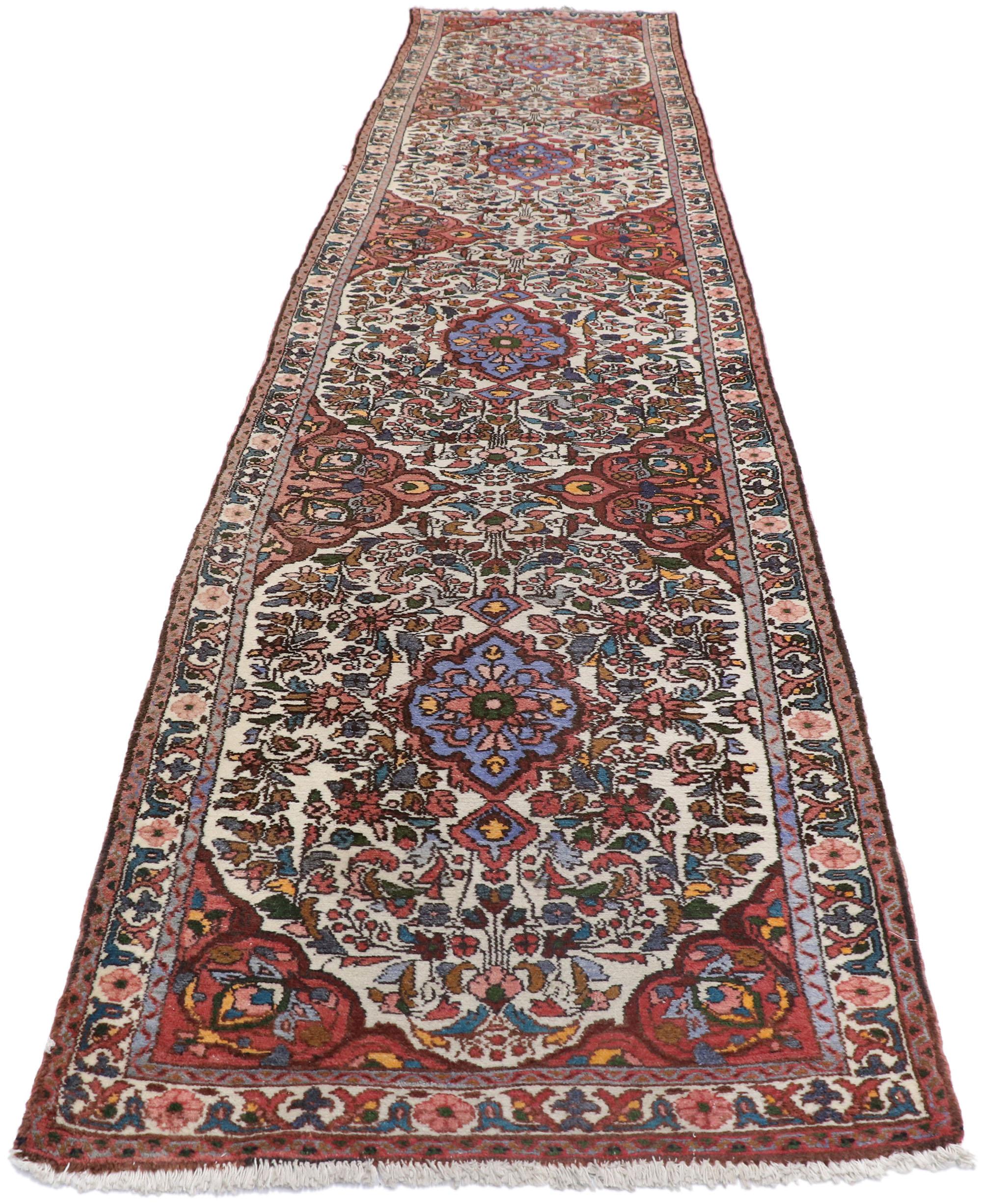 Hand-Knotted Antique Persian Malayer Runner with Victorian Farmhouse Style