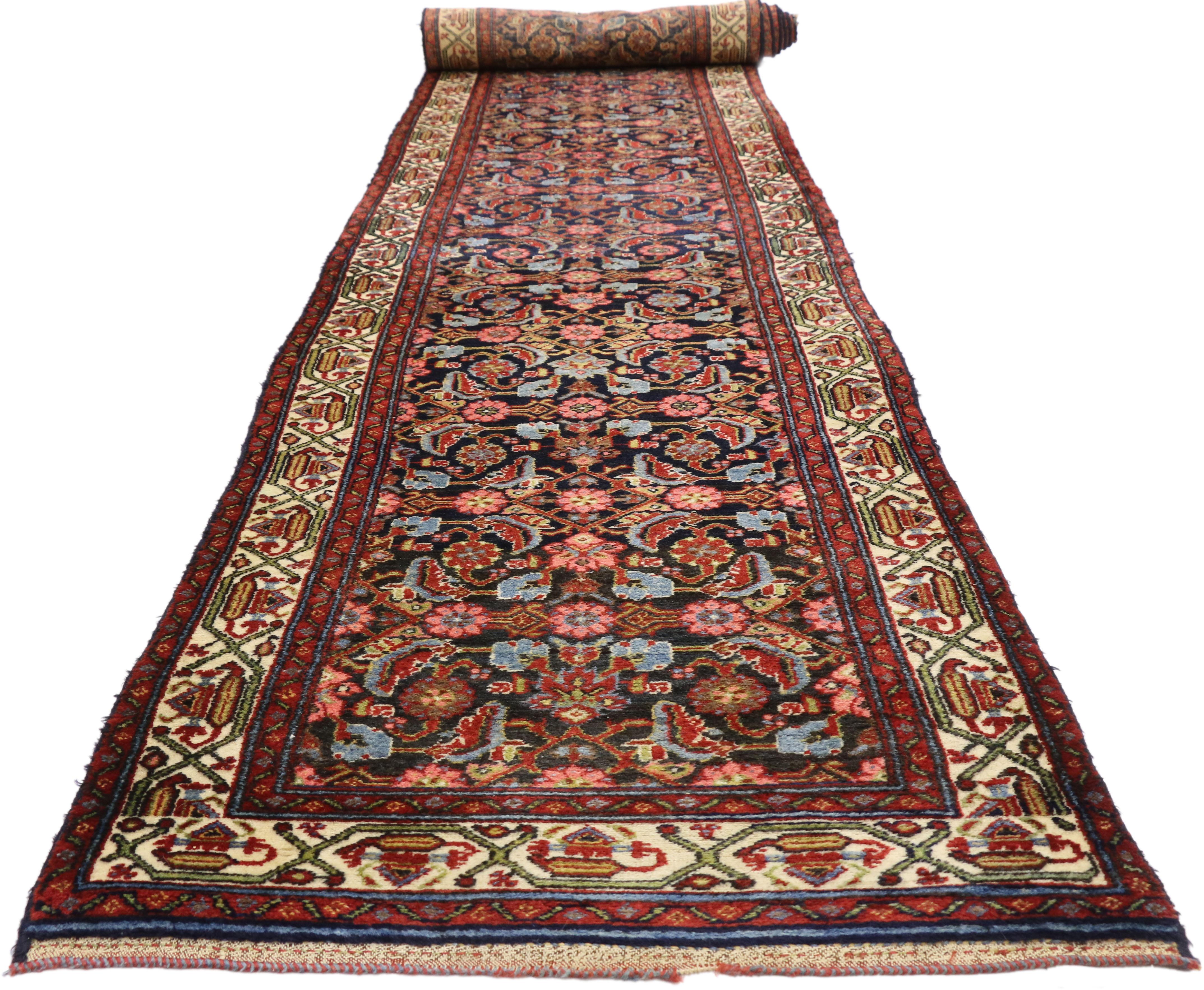 Antique Persian Malayer Runner with Victorian Style, Extra-Long Hallway Runner For Sale 3