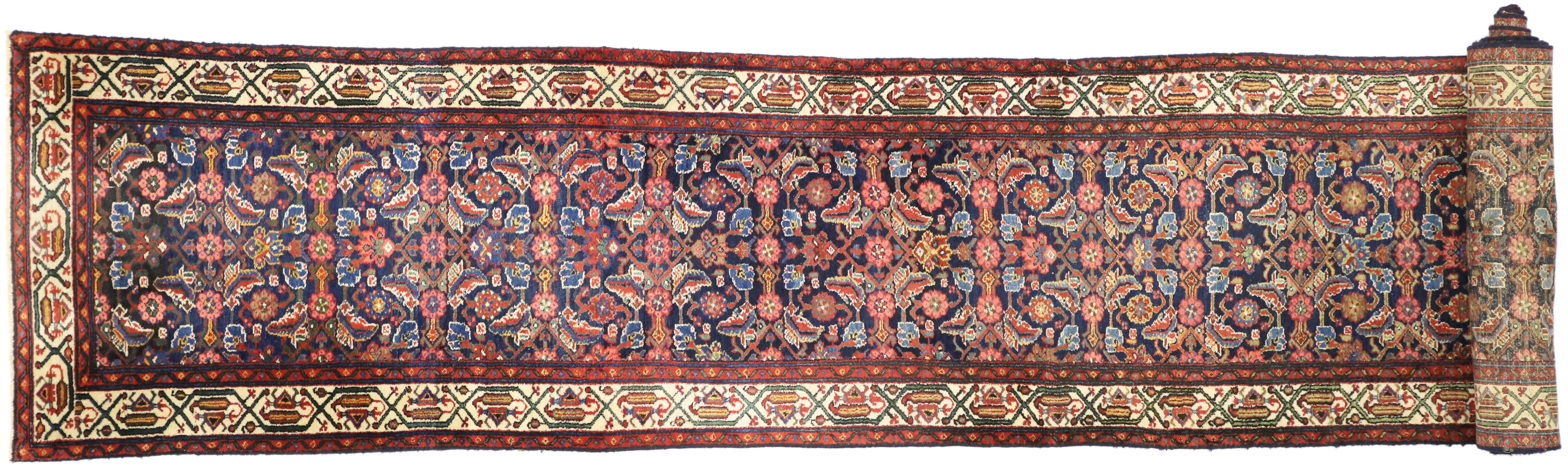 Antique Persian Malayer Runner with Victorian Style, Extra-Long Hallway Runner For Sale 6