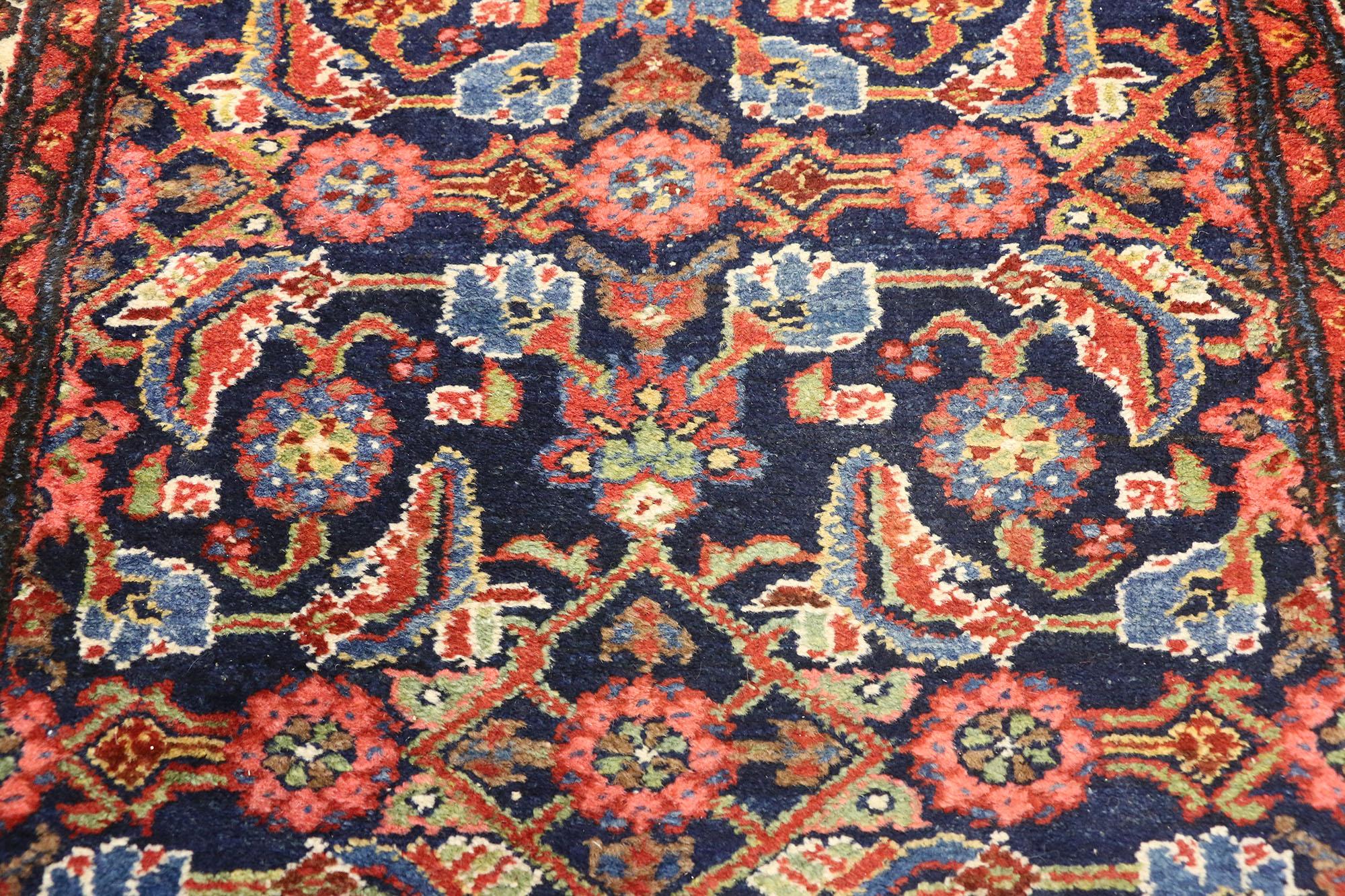 Hand-Knotted Antique Persian Malayer Runner with Victorian Style, Extra-Long Hallway Runner For Sale