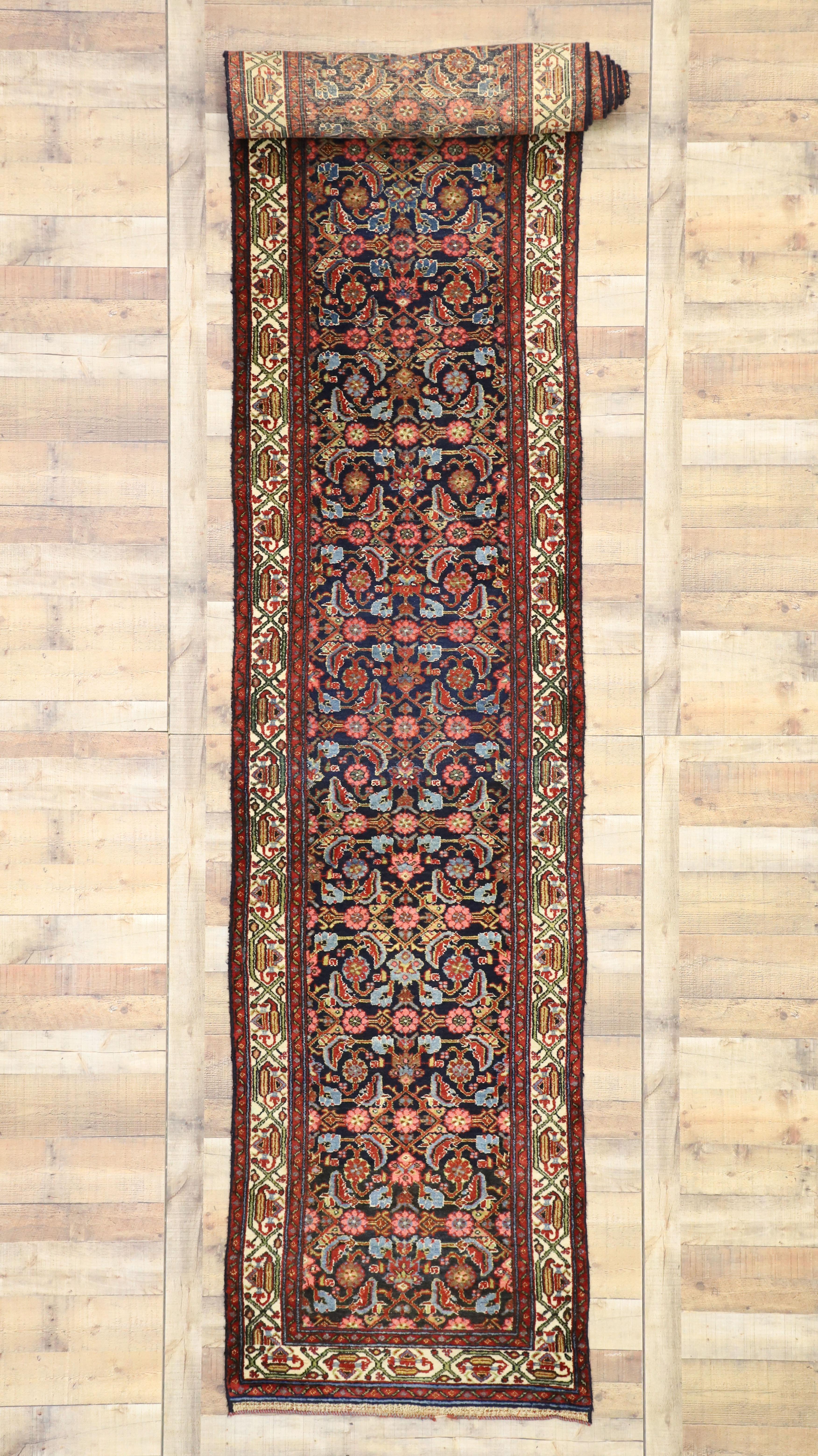 Antique Persian Malayer Runner with Victorian Style, Extra-Long Hallway Runner For Sale 1