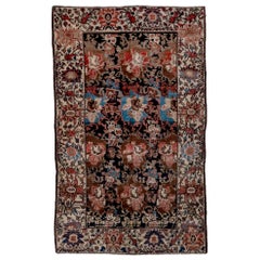 Antique Persian Malayer Scatter Rug, Allover Field, Medium Pile, Circa 1930s