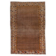 Ancien tapis persan Malayer Scatter, palette chaude audacieuse, champ Paisley
